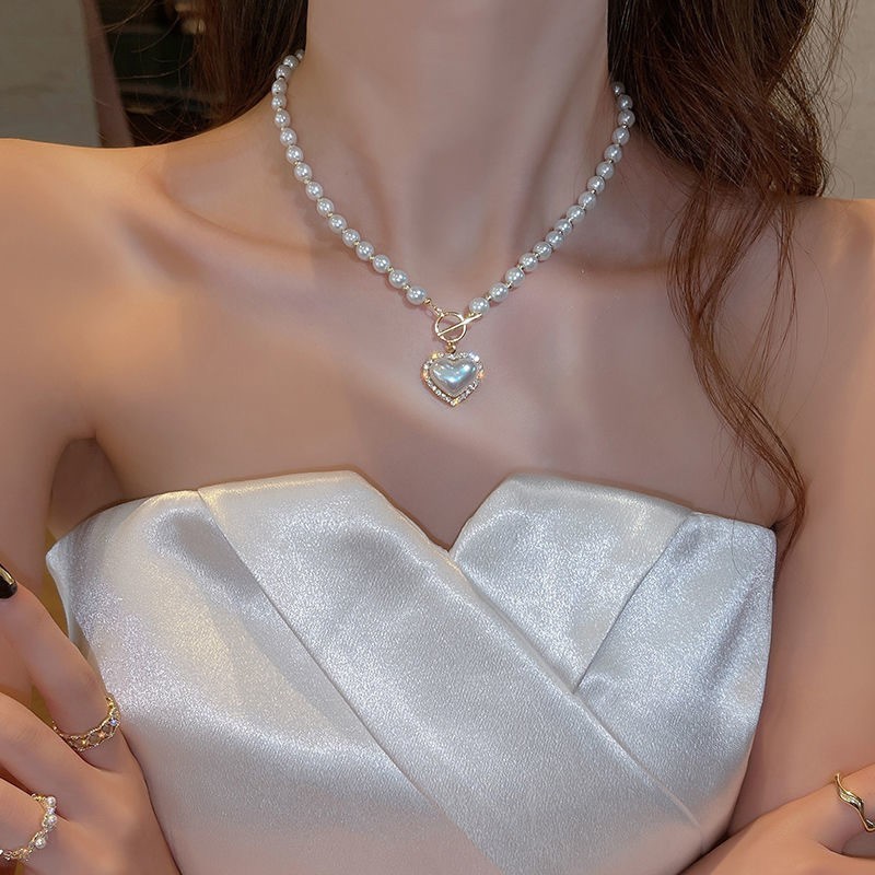 Chic Heart Pearl Necklace for For women Ideal for Casual to Formal Events