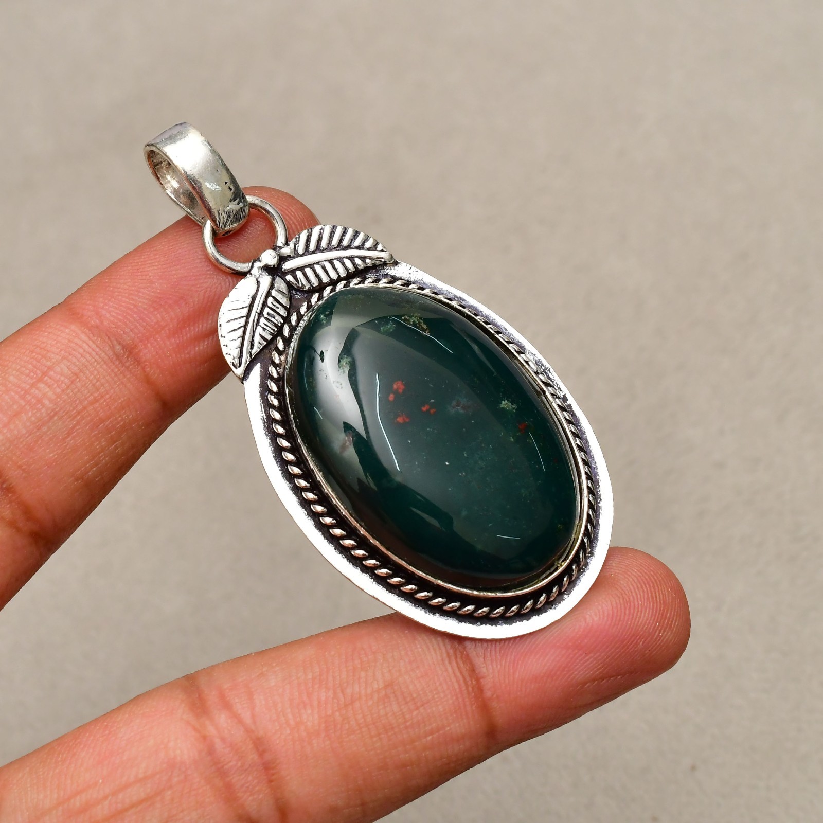 Blood Stone Gemstone Handmade 925 Sterling Silver Jewelry Pendant 2.24″