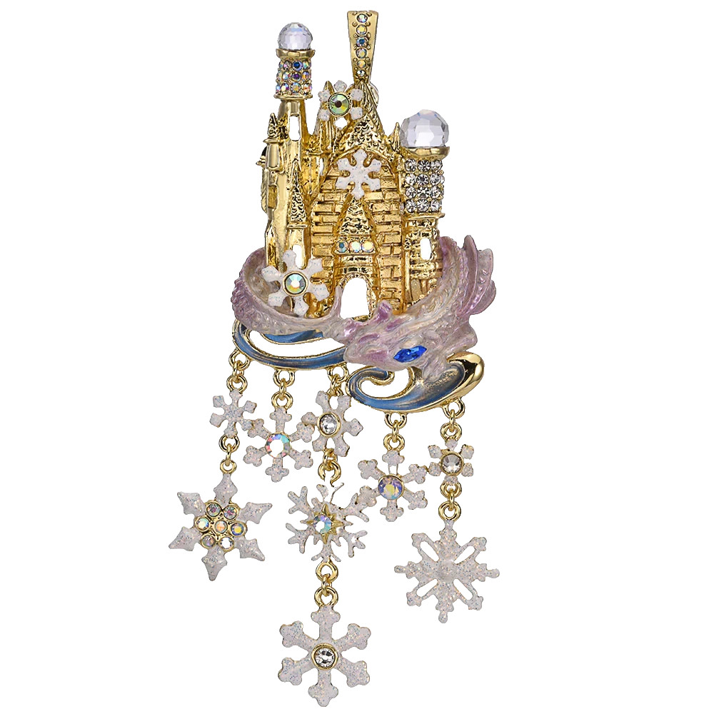 Kirks Folly Crystal Palace Snow Dragon Foldover Pendant goldtone
