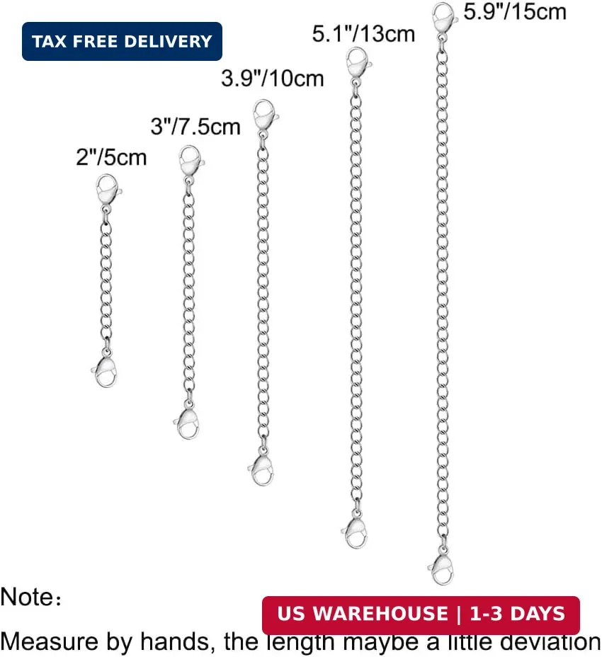 ⛓️ Sterling Silver Necklace Extenders Set – 5 Sizes for Perfect Fit