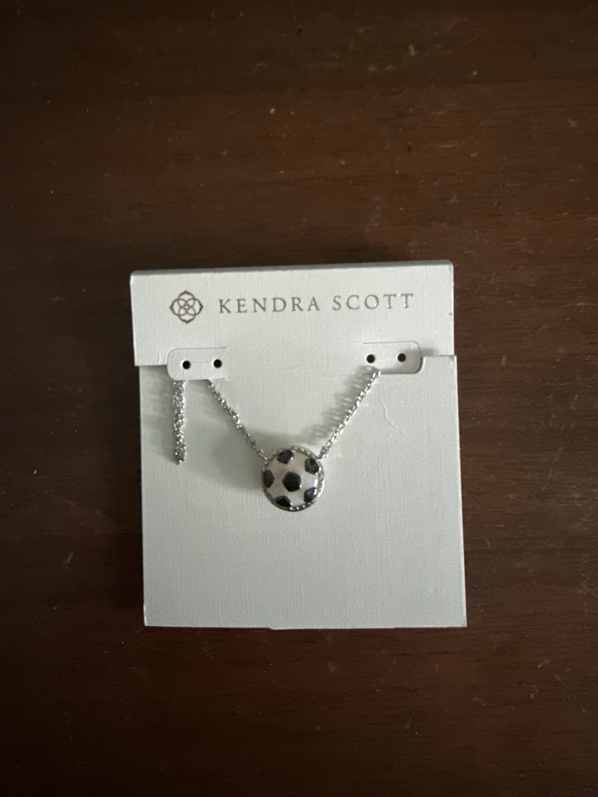 Kendra Scott Elisa Soccer Silver Short Pendant Necklace Ivory Mother of Pearl