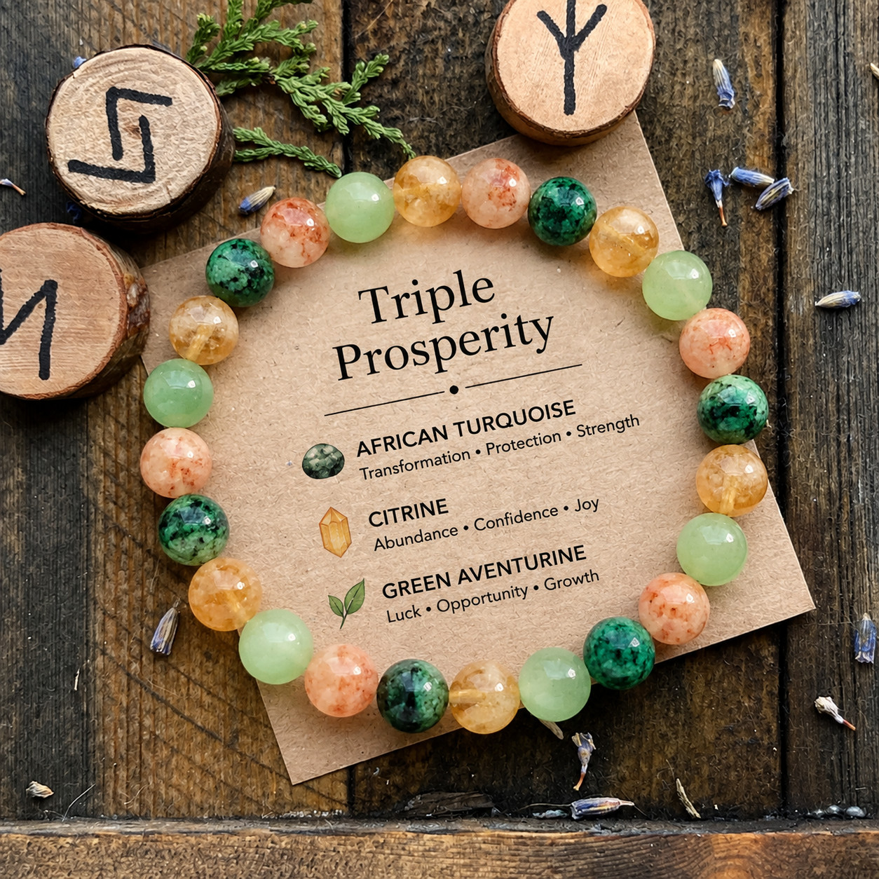 Abundance Bracelet with Natural Citrine Aventurine African Turquoise Crystal Gif