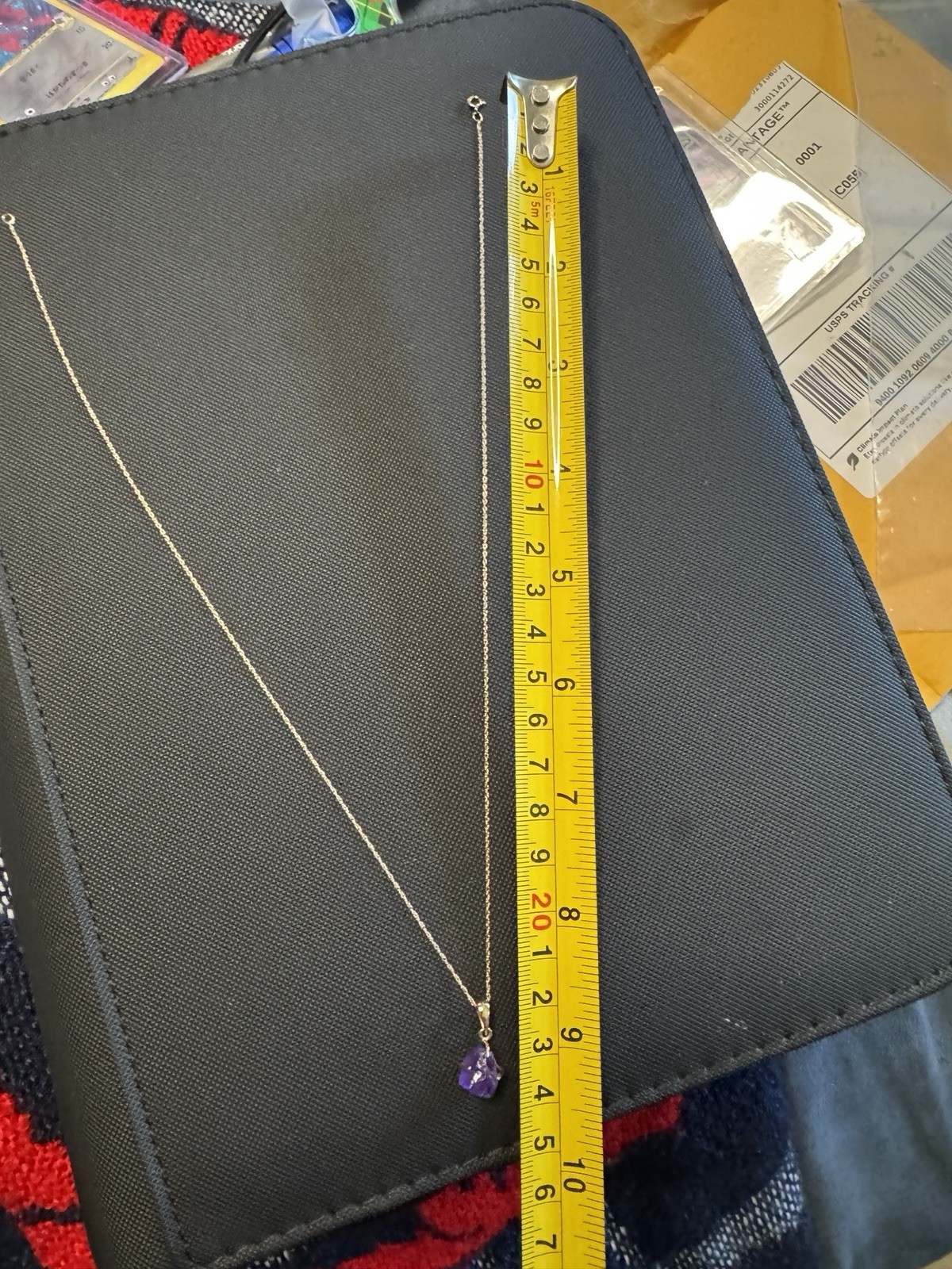 14K Gold Necklace With Genuine Uncut Amethyst Embedded Into Pendant. 18 In, New