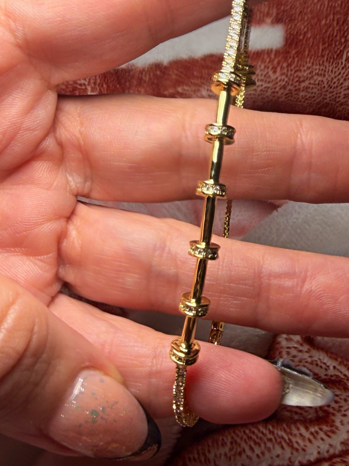 18K Gold Filled AAA CZ Bolo Bracelet Adjustable Sparkling Station Design