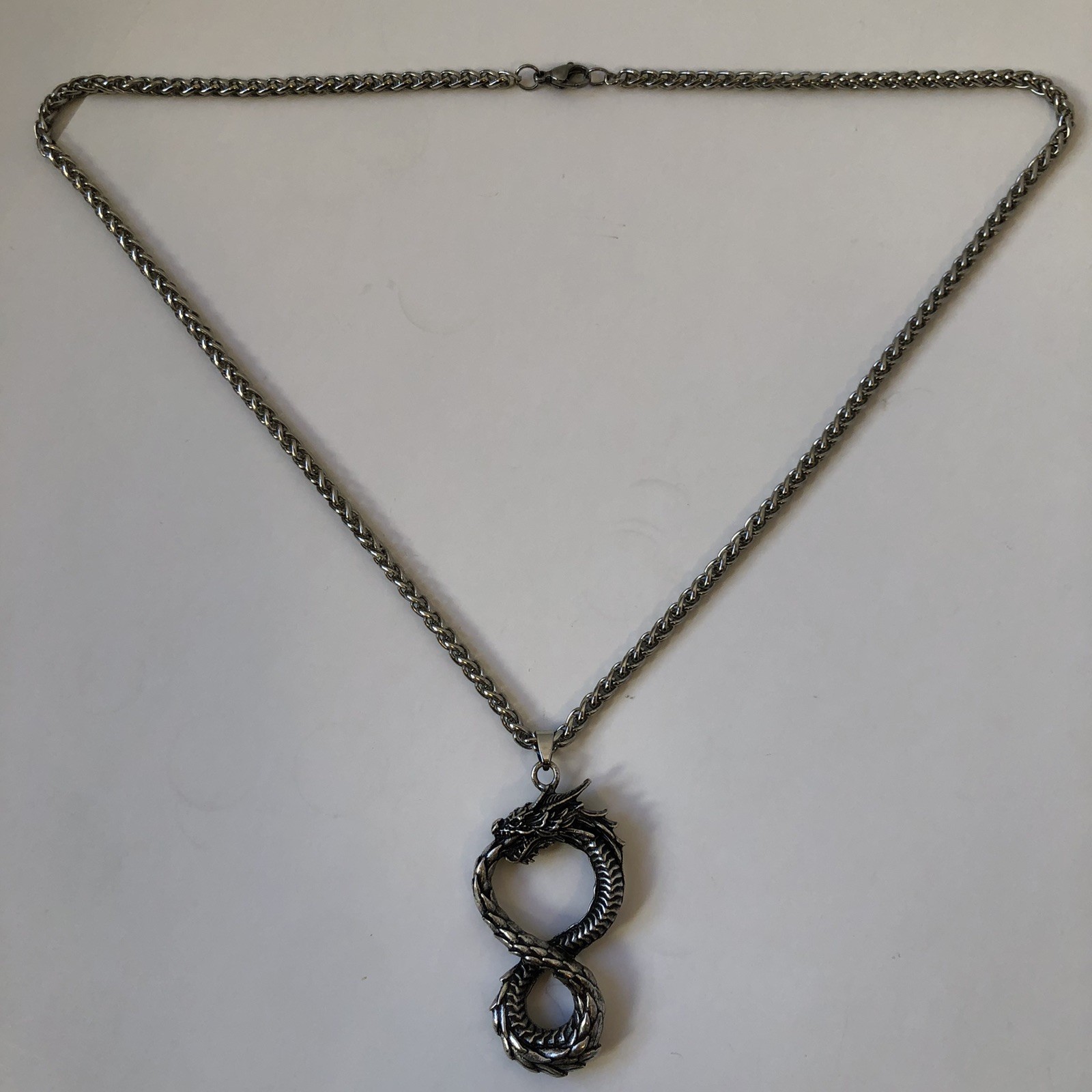 Gothic Viking Snake Dragon Pendant Necklace Nordic Ancient Mythology Tail NEW EX