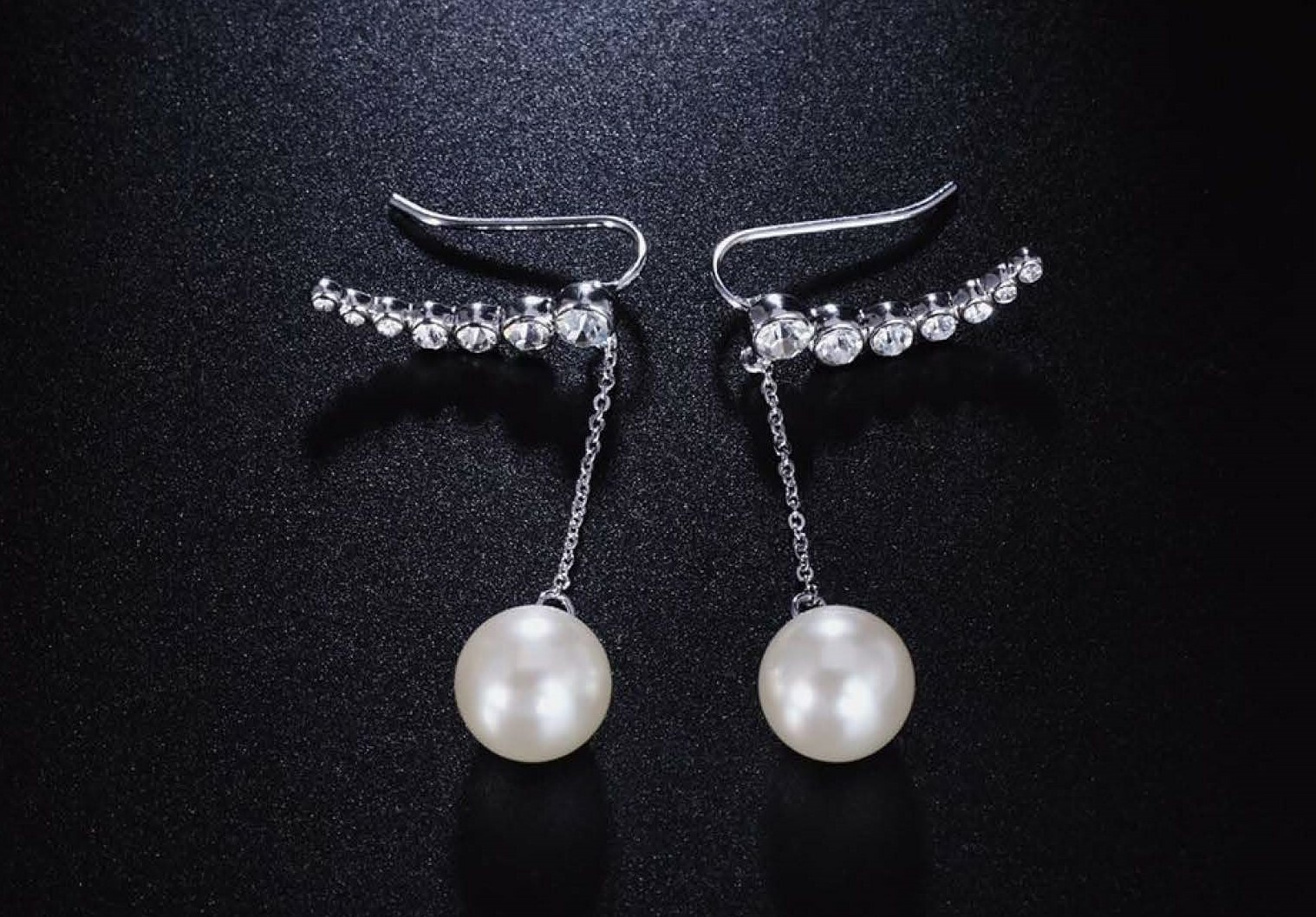 Simulated Pearl & Platinum Ear Hooks