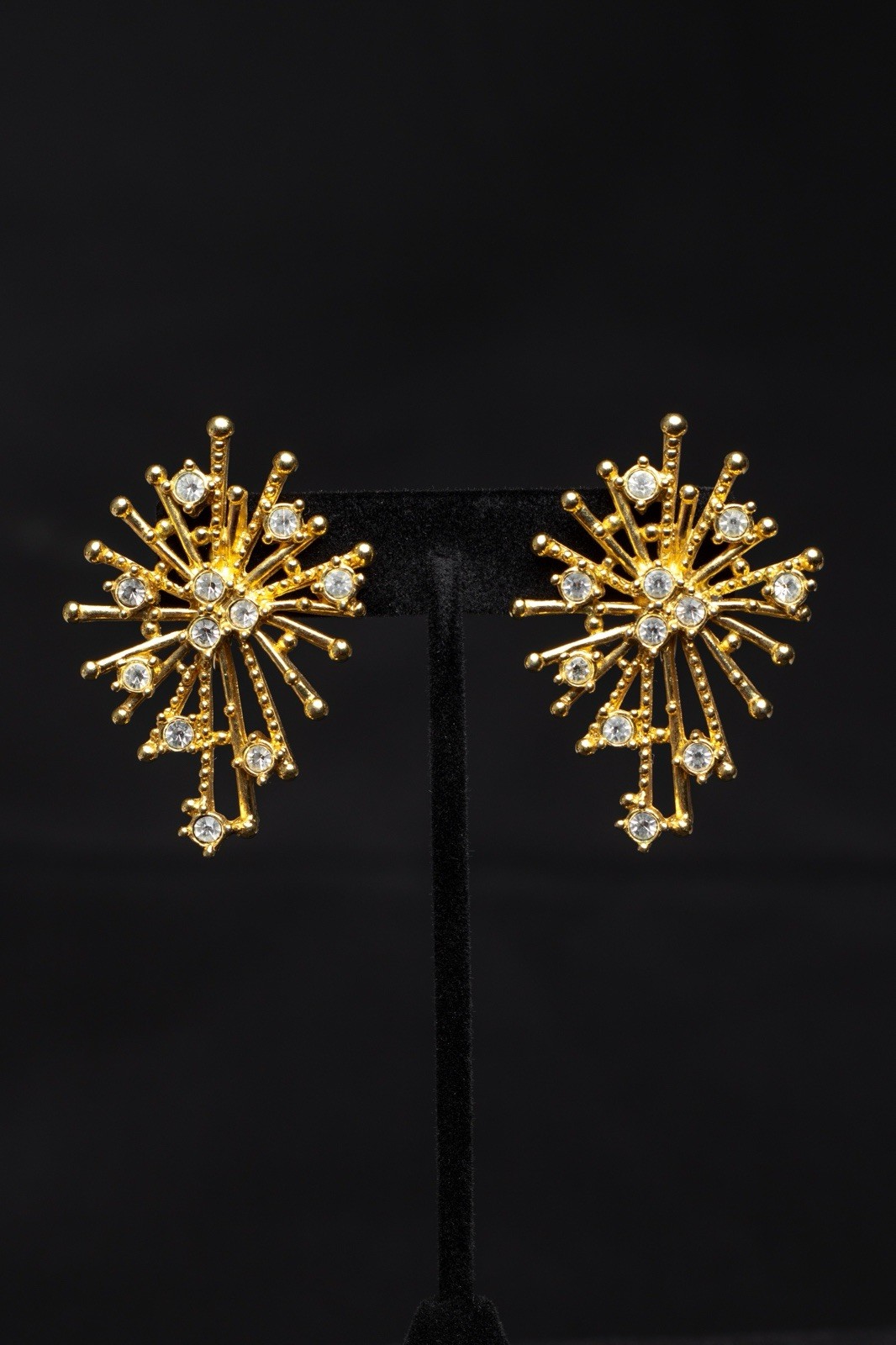 Vintage AVON Gold Starburst Crystal Rhinestone Earrings