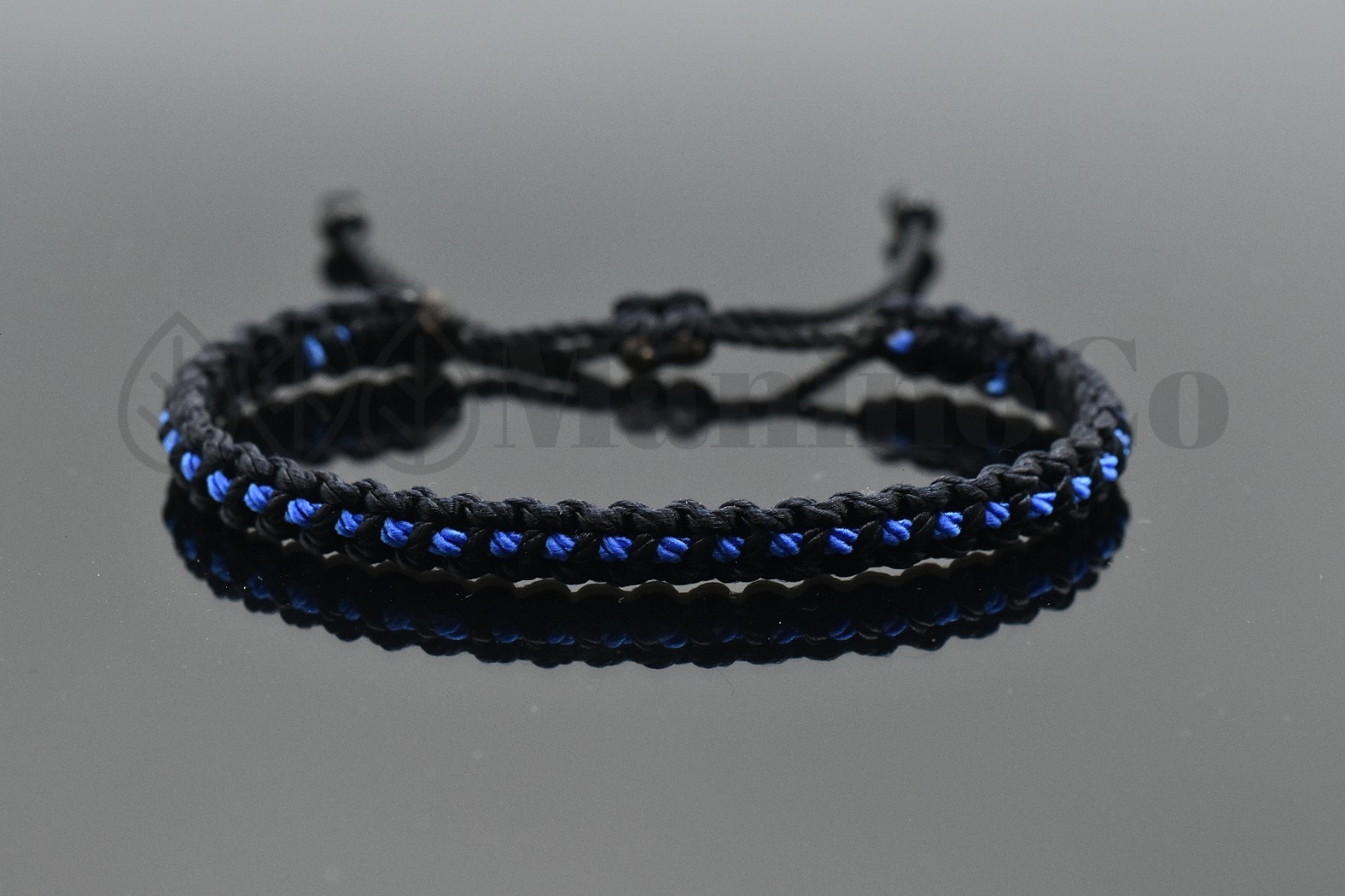 Thin Blue line braided bracelet -support police wristband -new -for man & woman