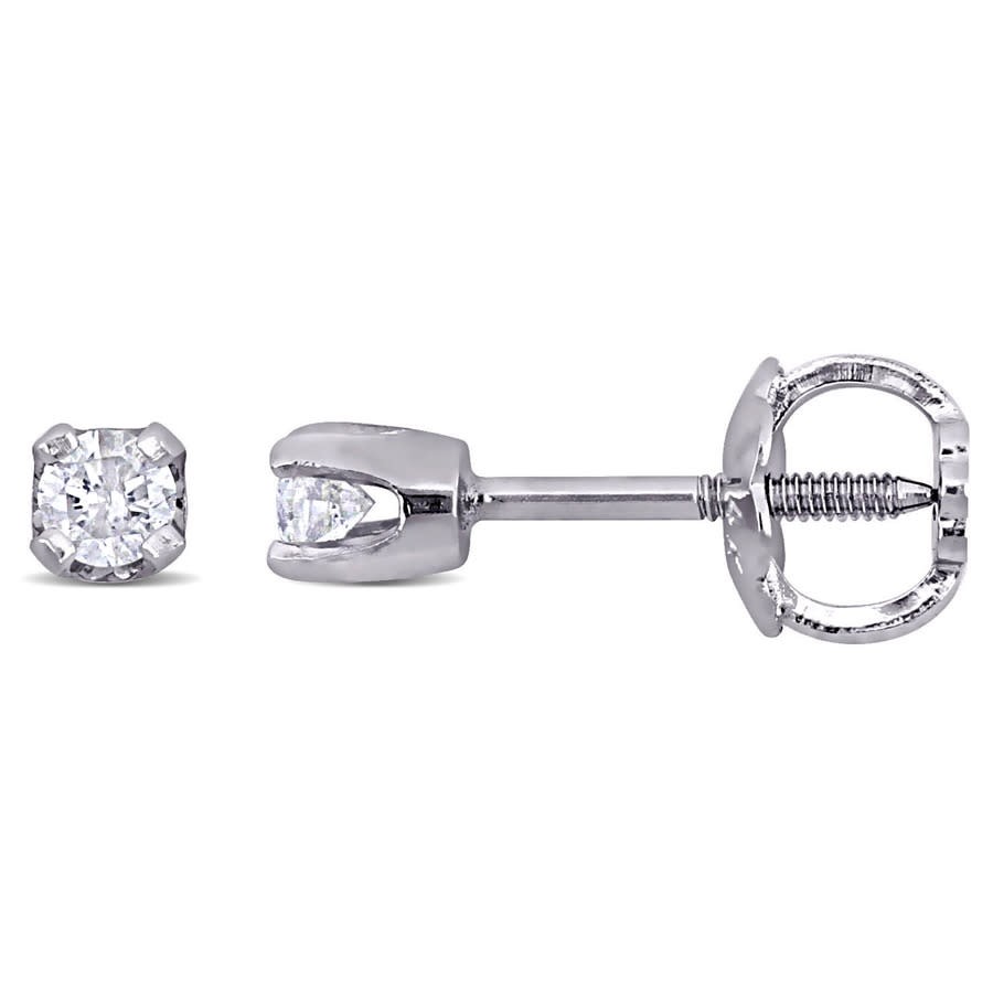 AMOUR 1/10 CT TW Diamond Stud Earrings For Children In 14K White Gold