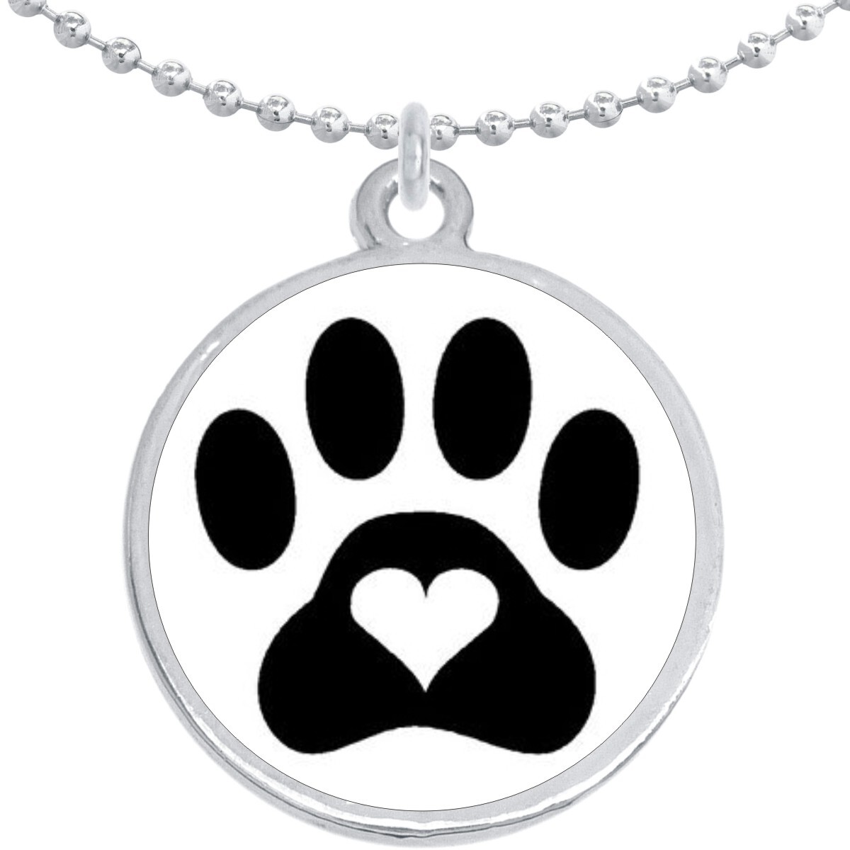 Paw with Heart Round Pendant Necklace Beautiful Fashion Jewelry