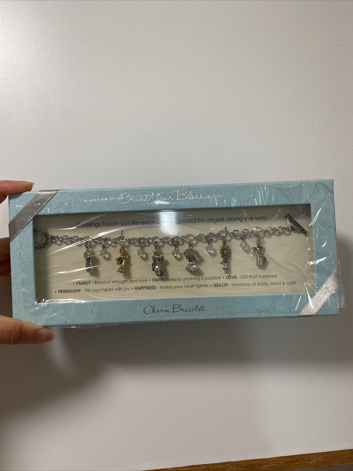 COUNT YOUR BLESSINGS CHARM BRACELET 7.5″” NEW IN BOX – 6 CHARMS
