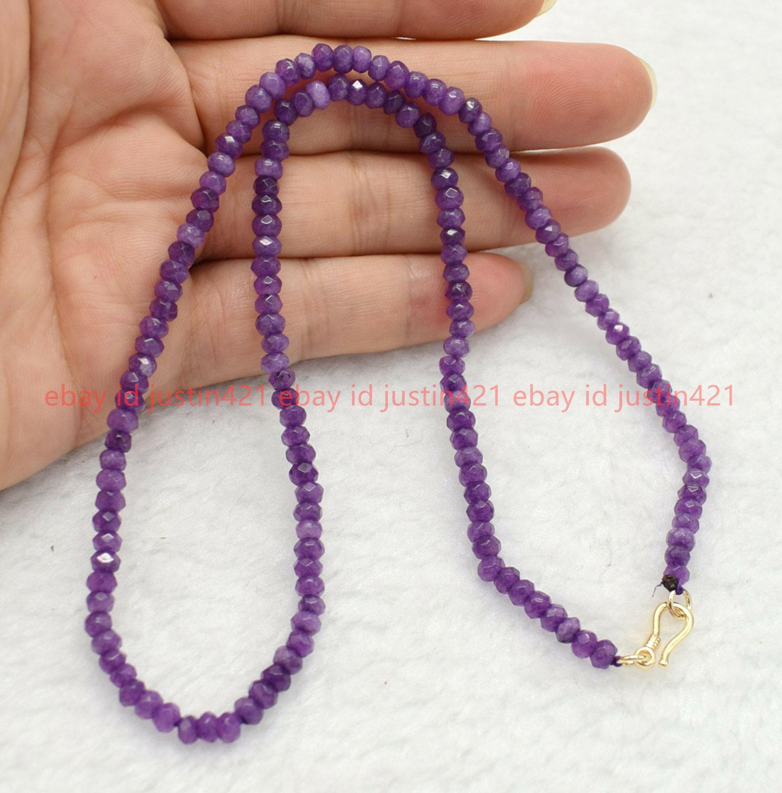 Natural 2X4mm Faceted Purple Amethyst Gemstone Beads Necklace 16-28″ AAA+