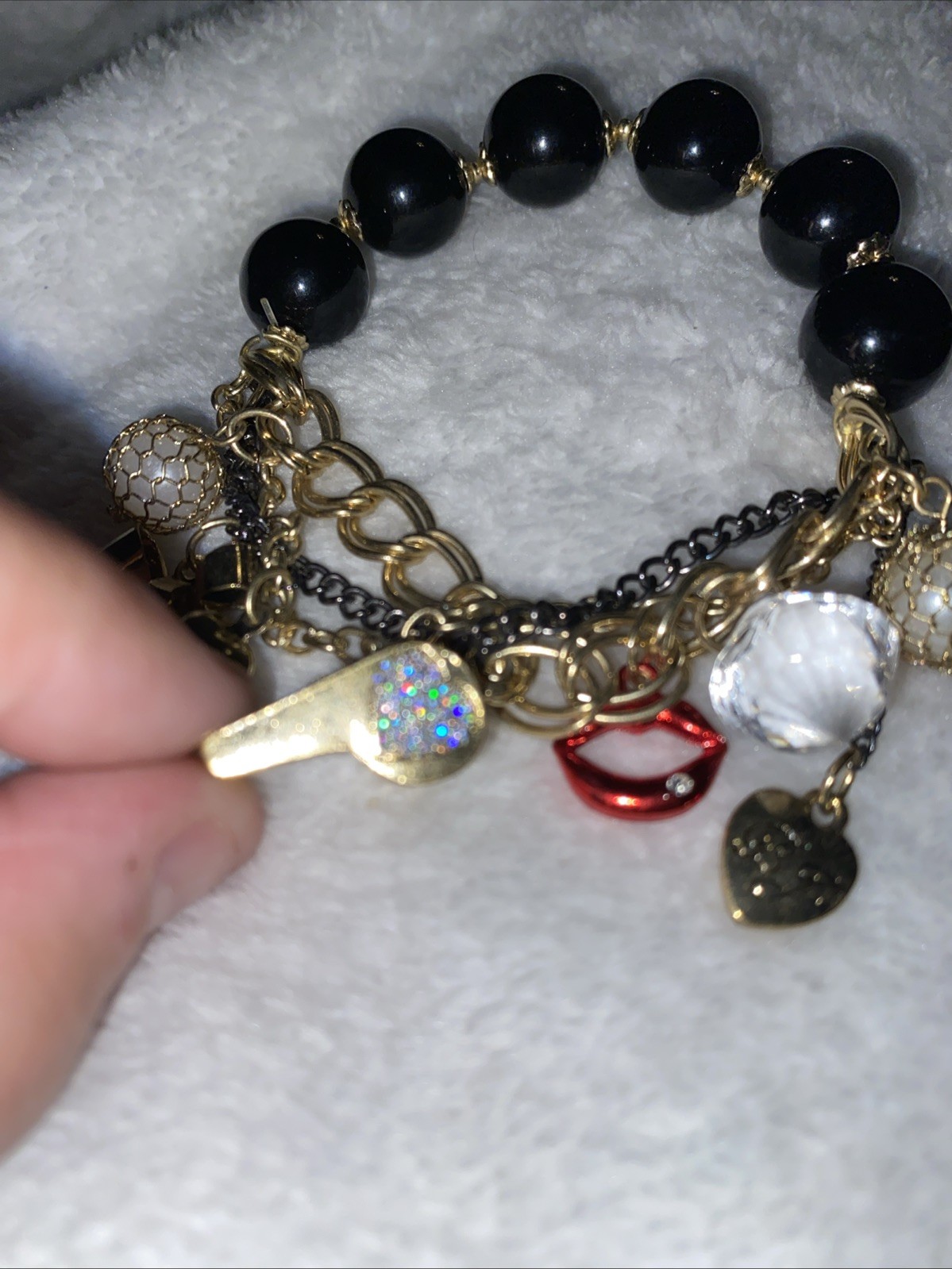 Betsey Johnson Whistle Charm Stretchable Bracelet  Statement