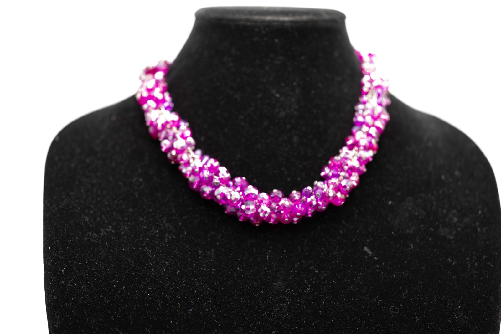 White House Black Market Fuchsia Crystal Cluster $38 Necklace NWOT