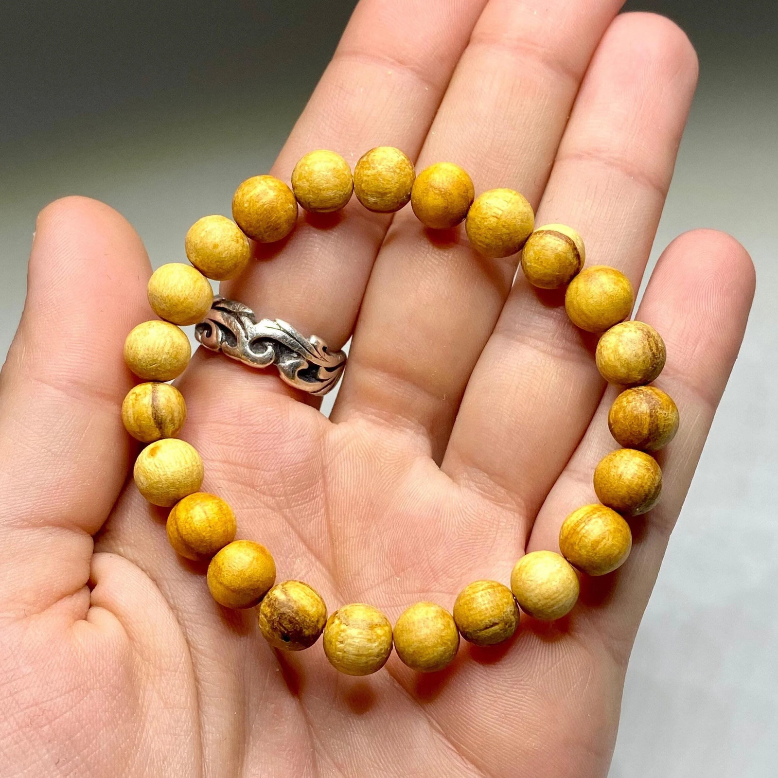 Palo Santo Beaded Bracelet, Handmade Wood Bead Bracelet
