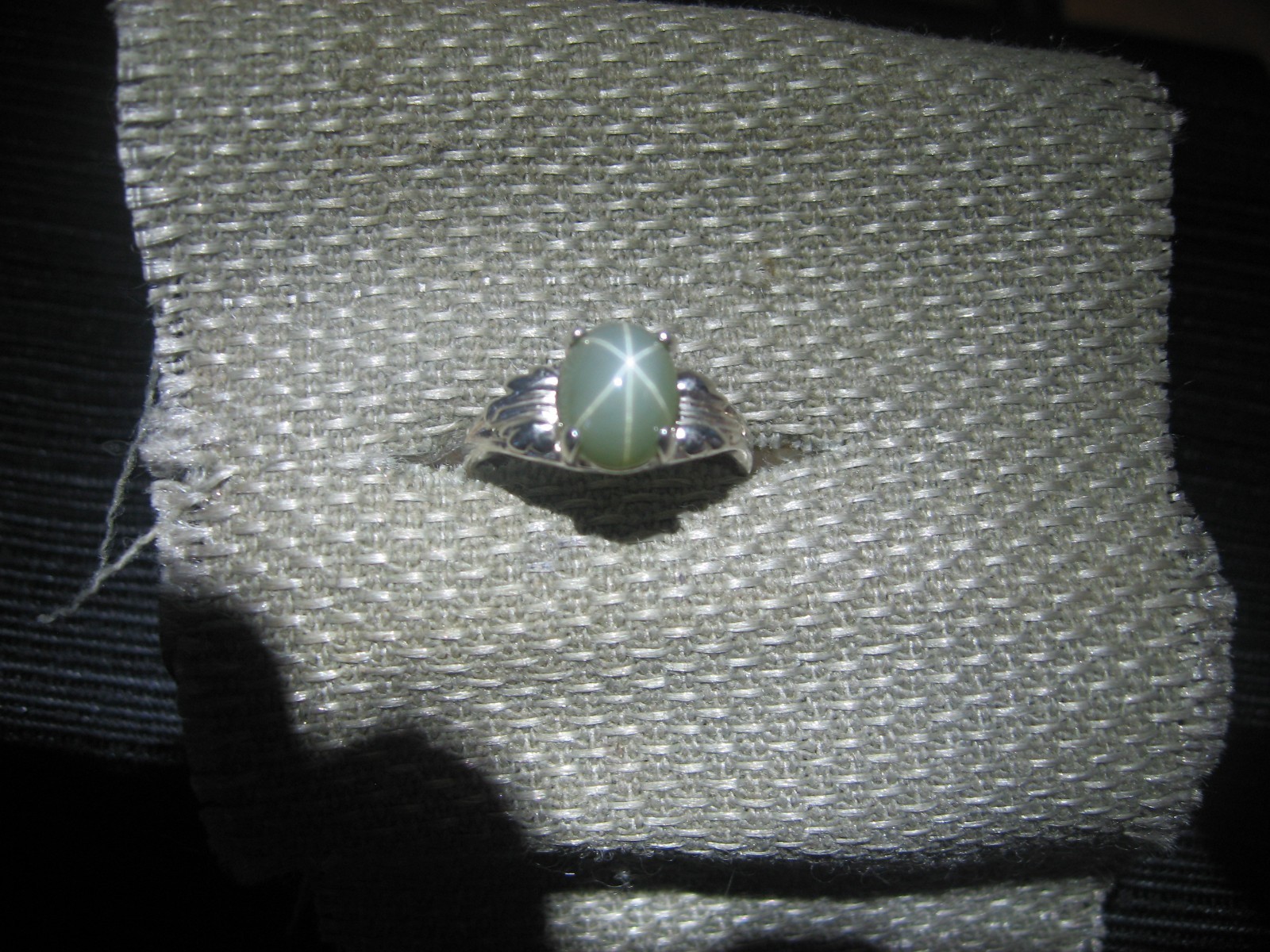 9X7MM FREN GREEN LINDE STAR SAPPHIRE RING 925 STERLING SILVER SIZE 7