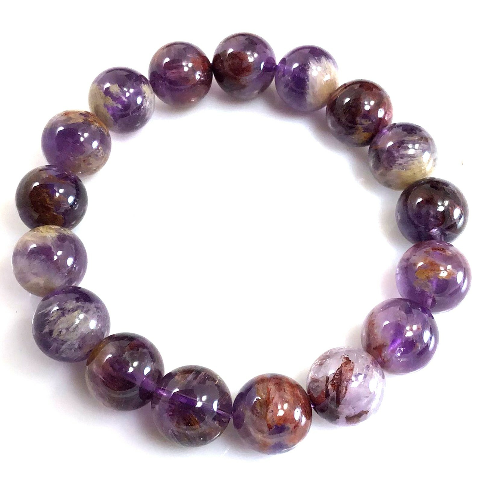 Handmade Gemstone Natural Super Seven Crystal Beaded Bracelet 7.5″ 4 6 8 10 12mm