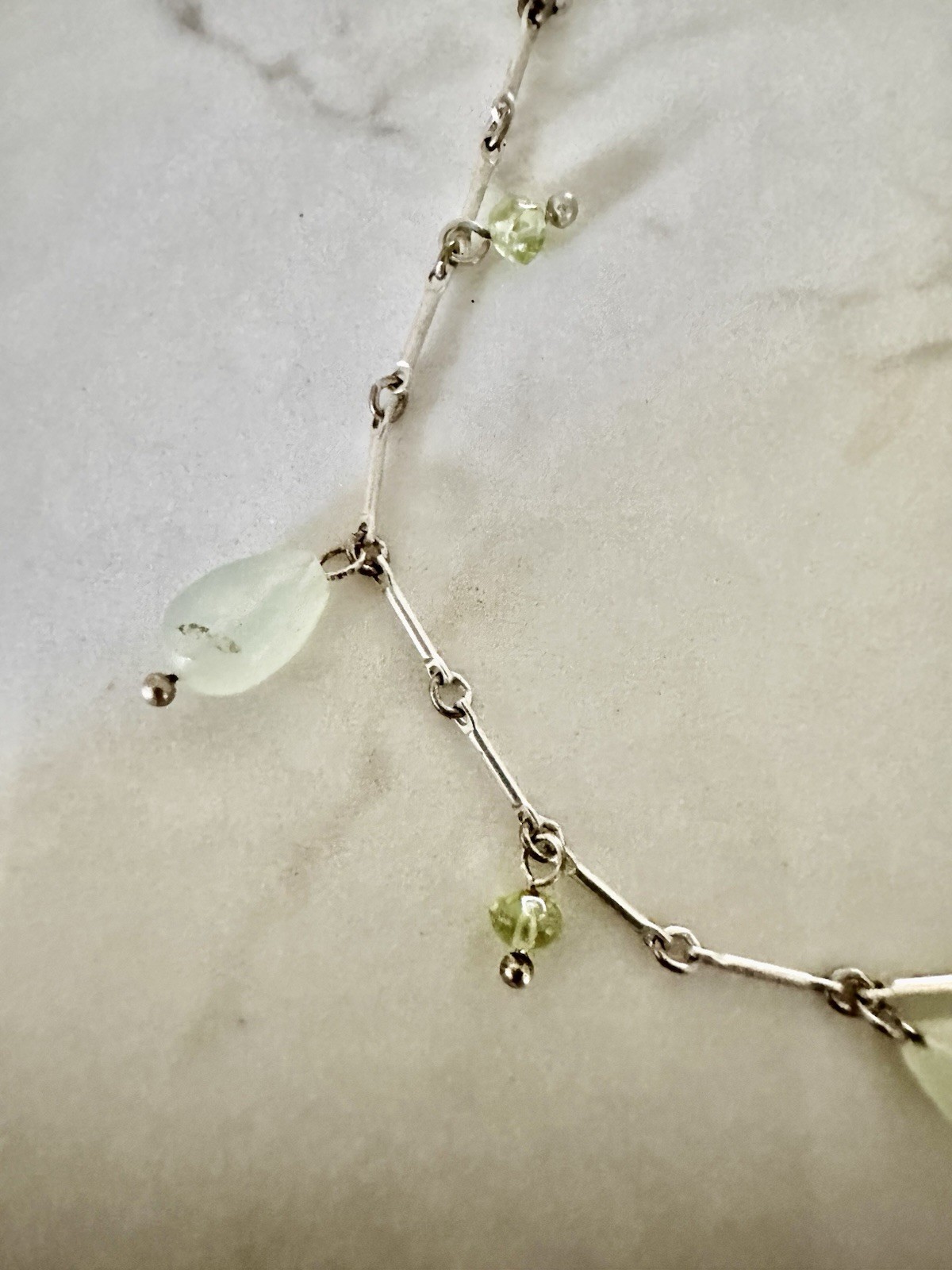 Baroni Designs Light Blue And Green Beaded Charm Necklace, 14-16.5”