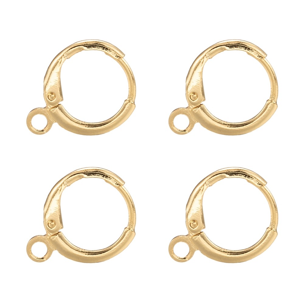 5 Pair Gold Brass Huggie Hoop Earring Finding w/Loop Round Blank for Earring DIY