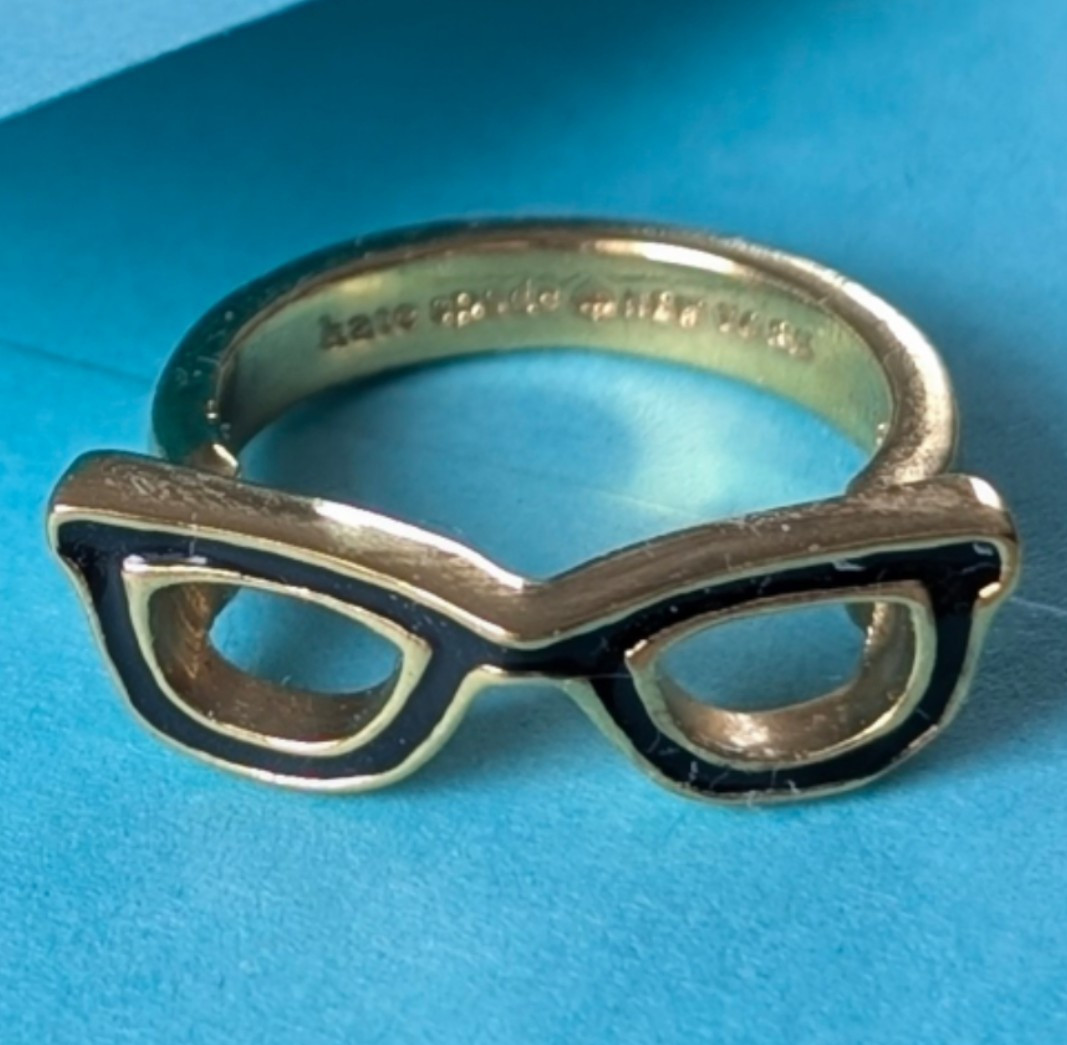 NWT Rare Retired Kate Spade Goreski Glasses Spectacles Ring Size 5 with Box