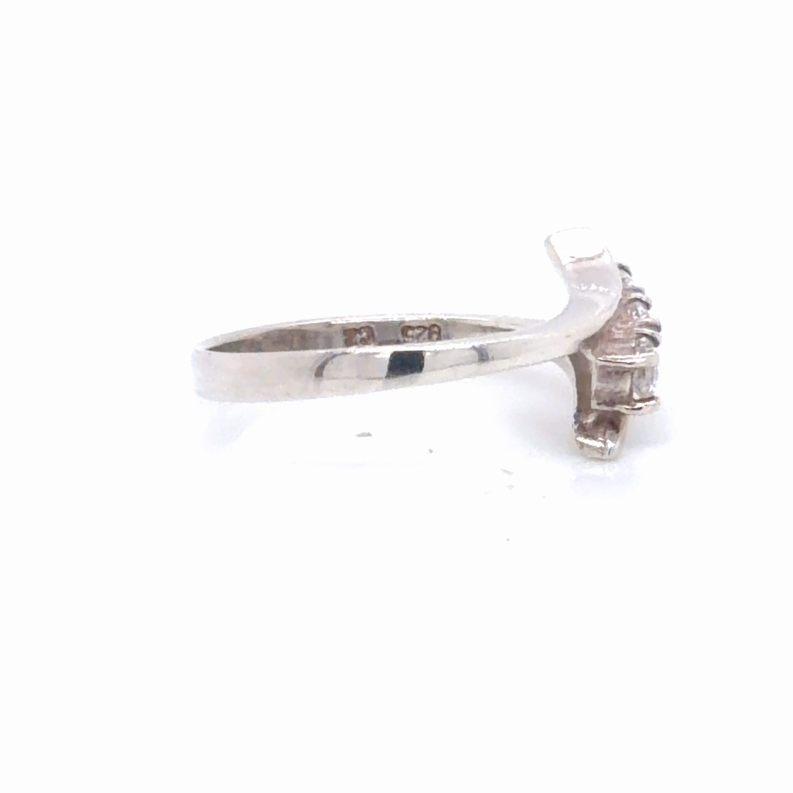 925 Sterling Silver Three Stone CZ Bypass Ring | Elegant Promise Ring