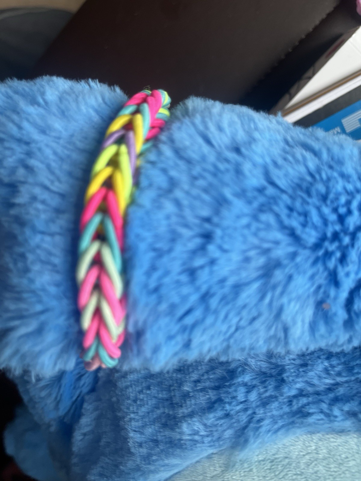 Multicolor Braided Rubber Loom Bracelet, Stackable, No Closure, No Stone