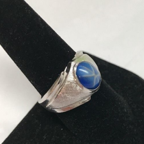 Park Lane Special VAULT RING Simulated STAR SAPPHIRE in Rhodium Silver – SZ 8