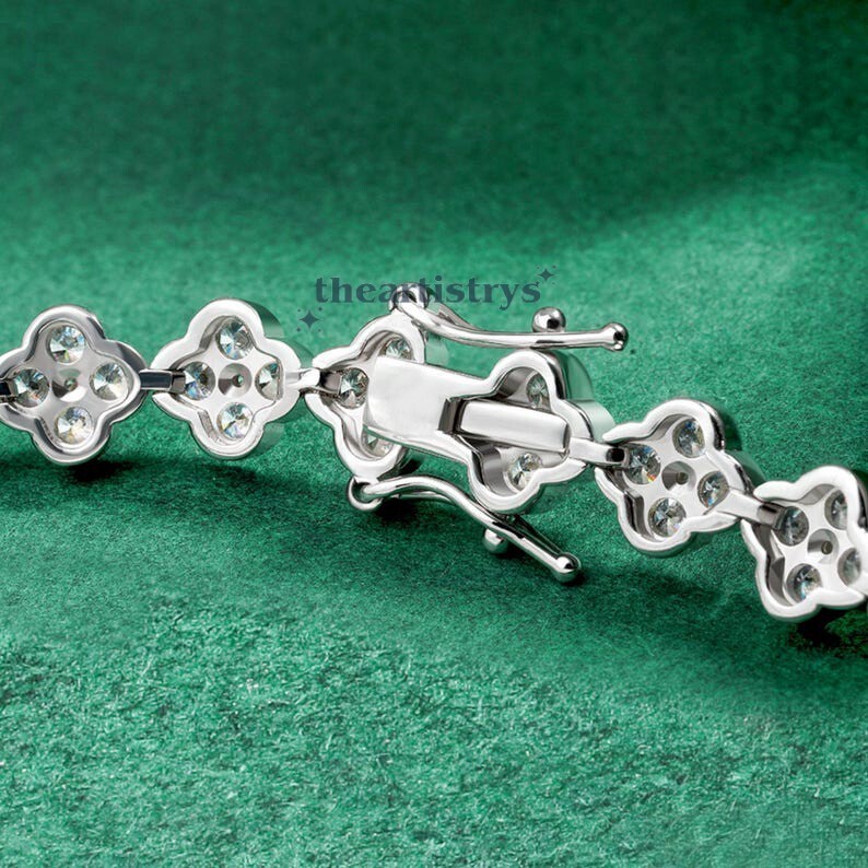 Solid 14K White Gold 7′ Inch Long Tennis Wedding Bracelet VVS1 Round Cut 6 Carat