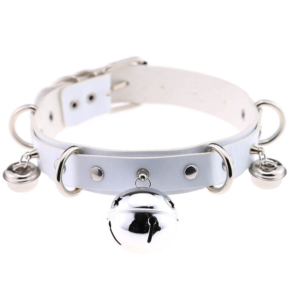 Punk Leather Choker Necklace Multilayer Bells Metal Chocker Collar 16 Colors