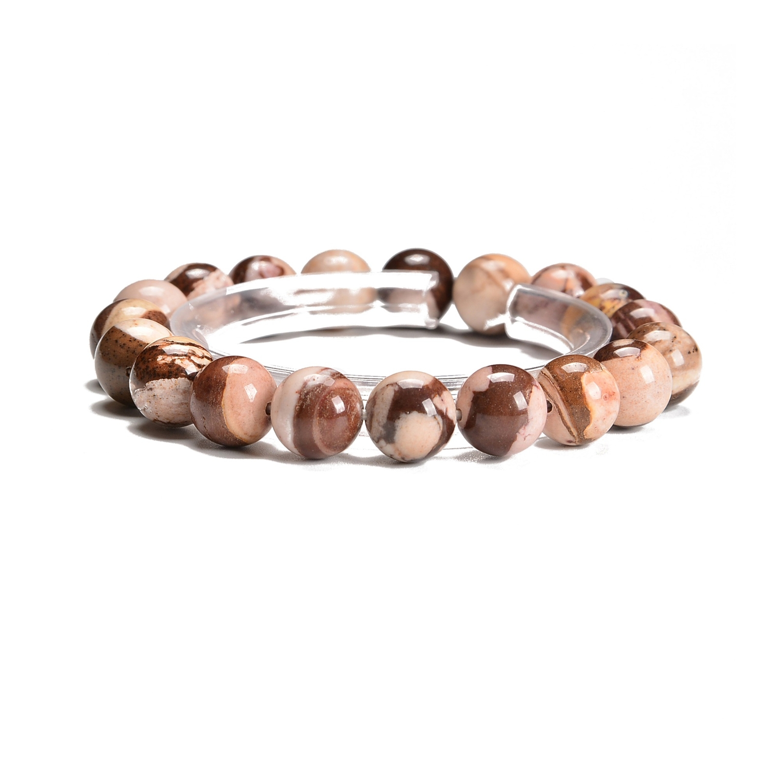 Australia Zebra Jasper Smooth Round Elastic Bracelet 6mm 8mm 10mm 12mm 7.5”