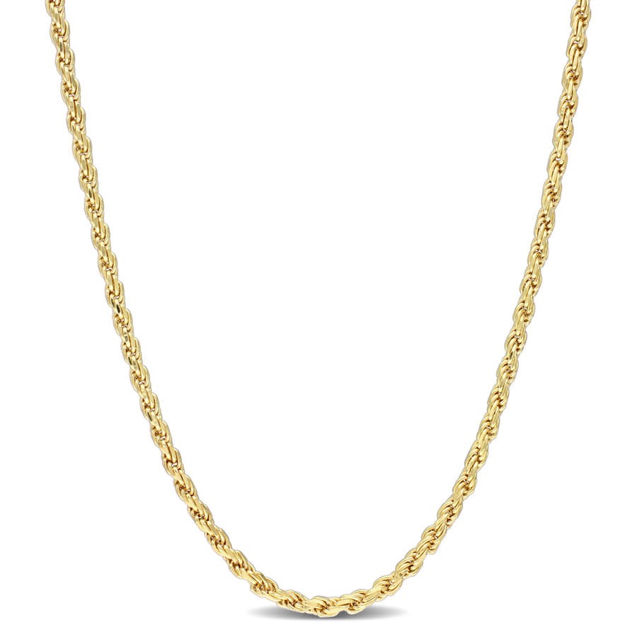 AMOUR 2.2mm Rope Chain Necklace In Yellow Plated Sterling Silver, 18 In