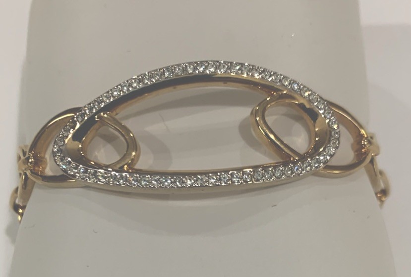 Swarovski Gold-Tone Pavé Crystal Oval Link Bracelet