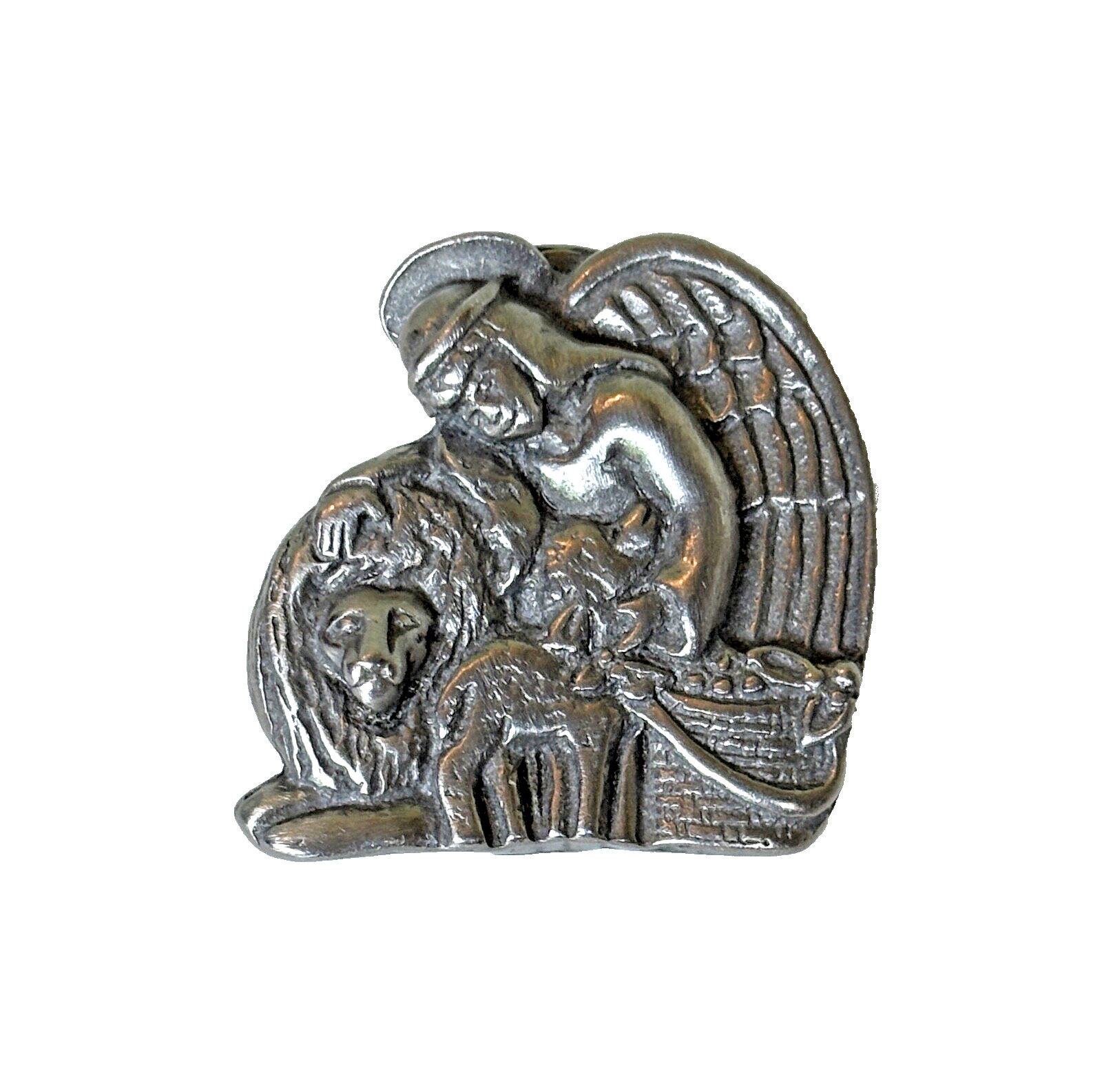 Longaberger Peace Angel Fine Pewter Pin Brooch Lion Lamb Country Cottage 1″ NWT
