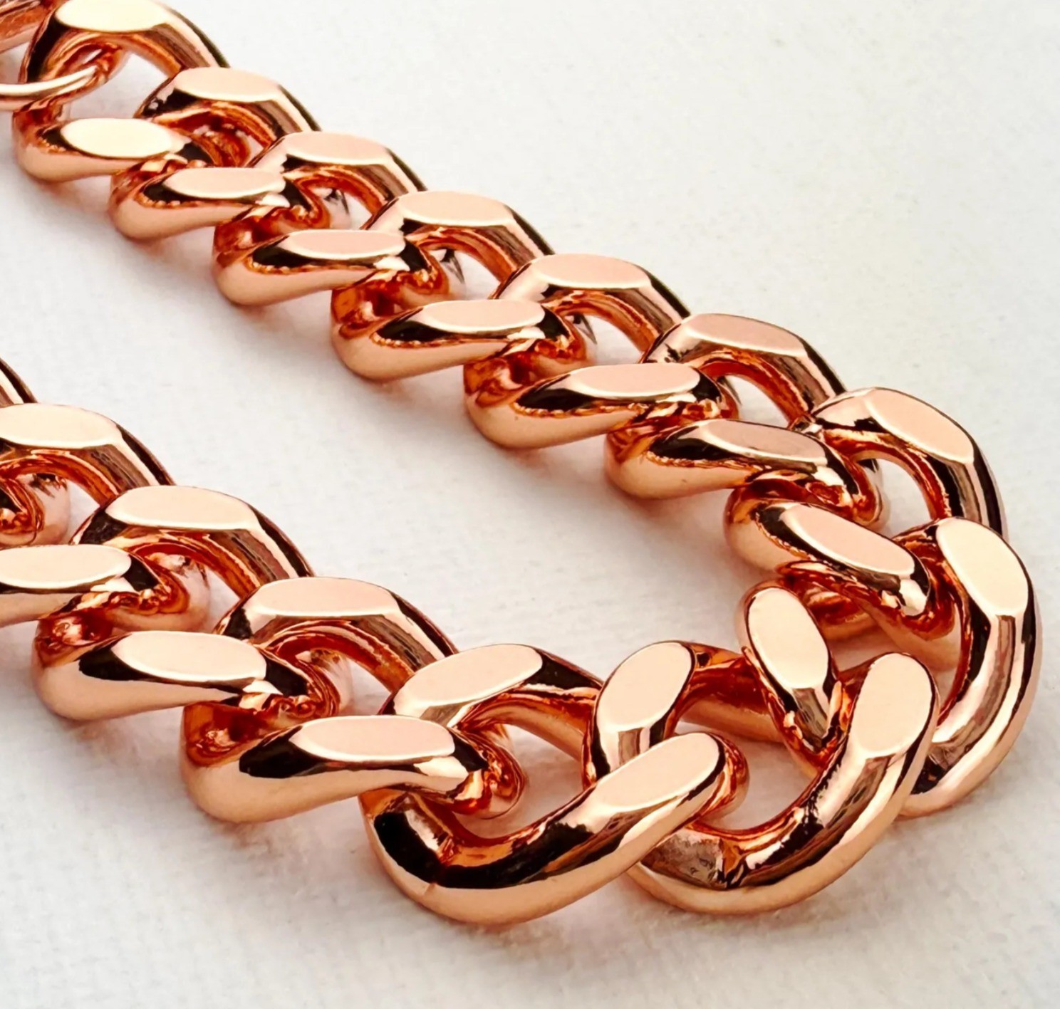100% Pure Solid Copper Cuban Curb Chain Link Heavy 11mm 24″ Chunky Necklace