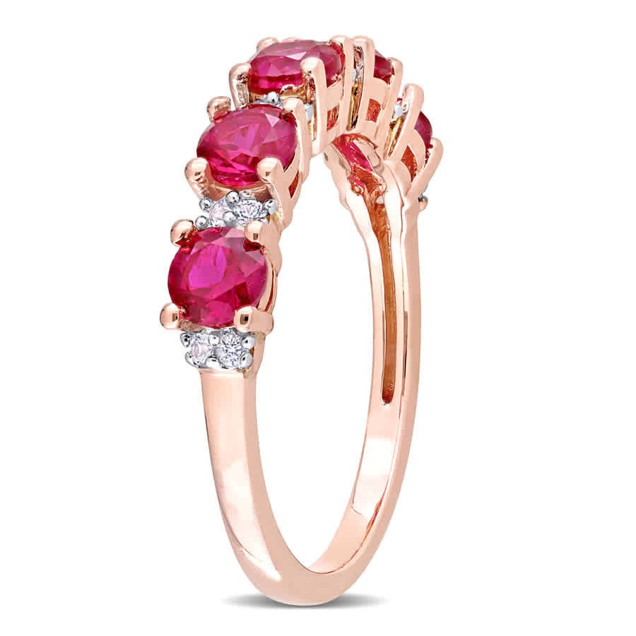 AMOUR 1 5/8 CT TGW Created Ruby and Created White Sapphire Semi-Eternity Ring In