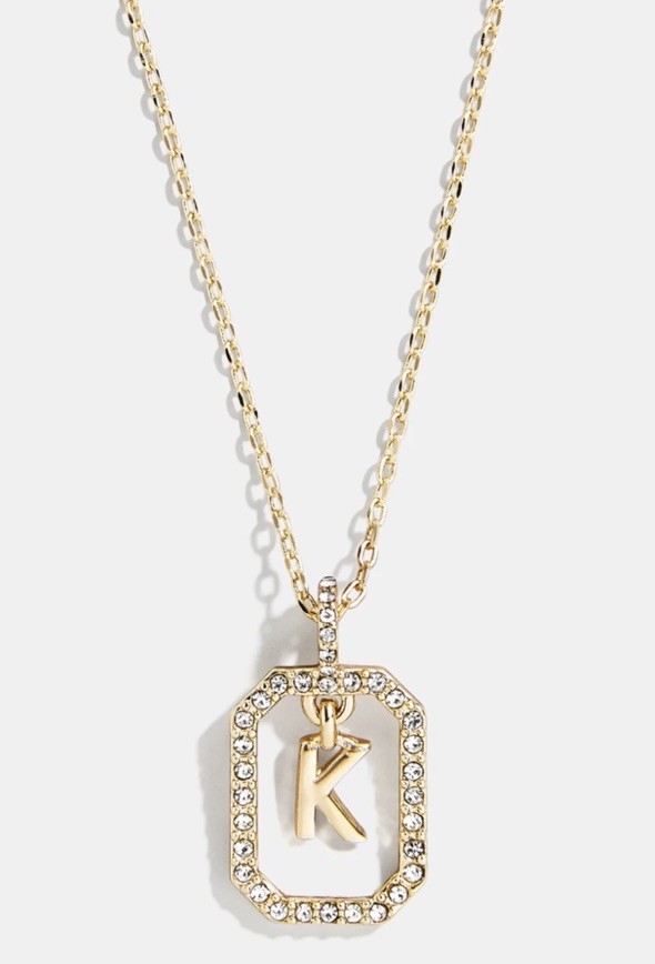 NEW Baublebar Necklace Initial in Crystal Frame 17” Gold Pavé: Choose Letter