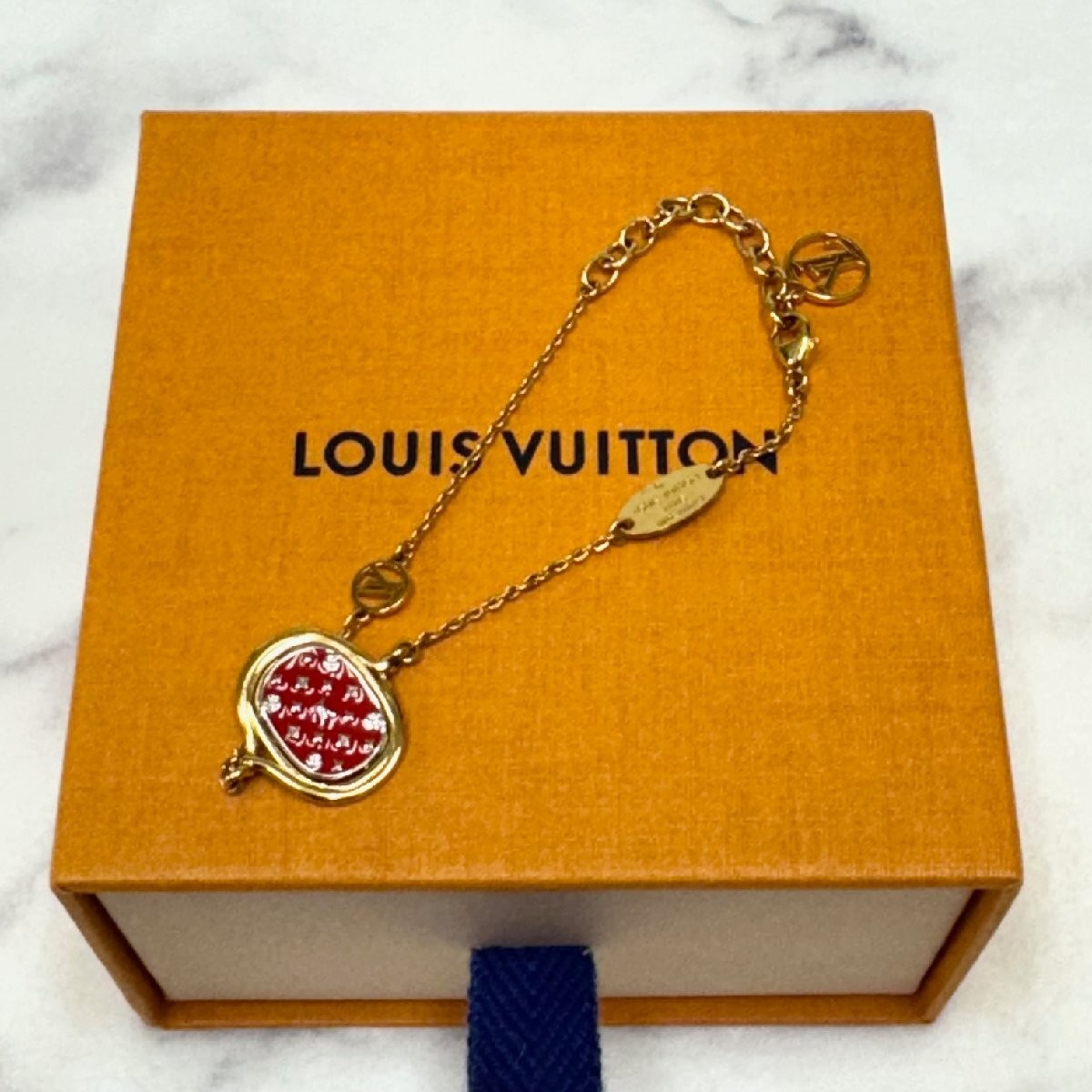 Louis Vuitton Lady Lucky Bracelet Gold Red W7.8×7.3in Adjustable Free Shipping