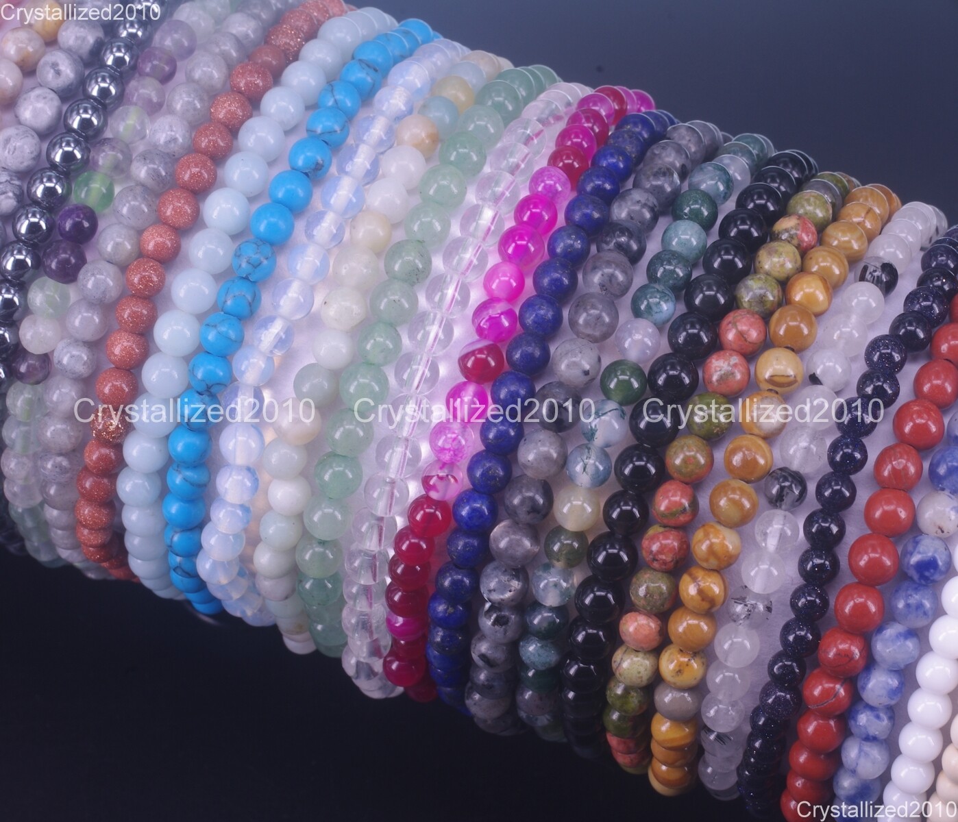 Handmade 4mm AAA Natural Gemstone Round Beads Stretchy Bracelet Healing Reiki 8″