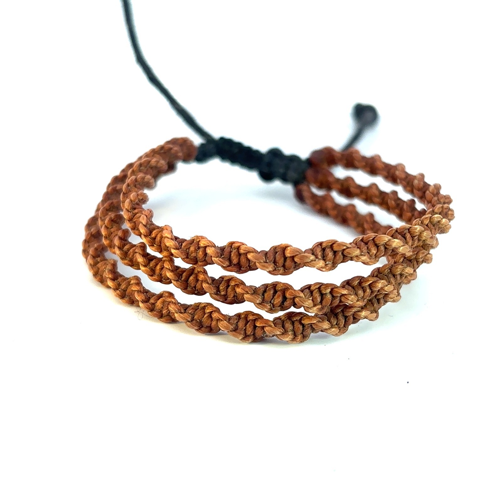 Handmade Braided Cord Bracelet Macrame Brown Adjustable Unisex Boho