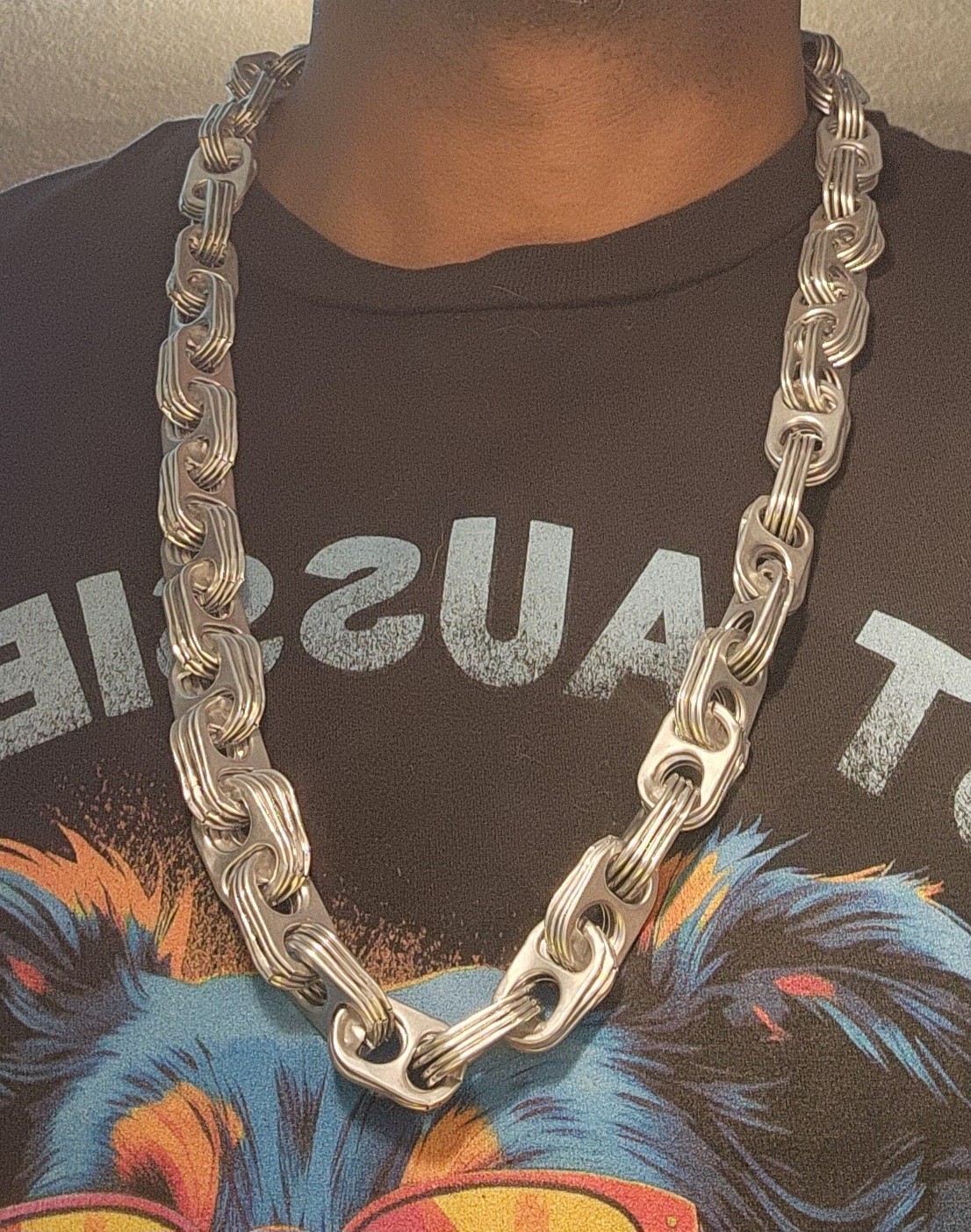 Silver 32″ Necklace – Can Tabs Pull Tabs Continuous Steampunk Chain – Slips On