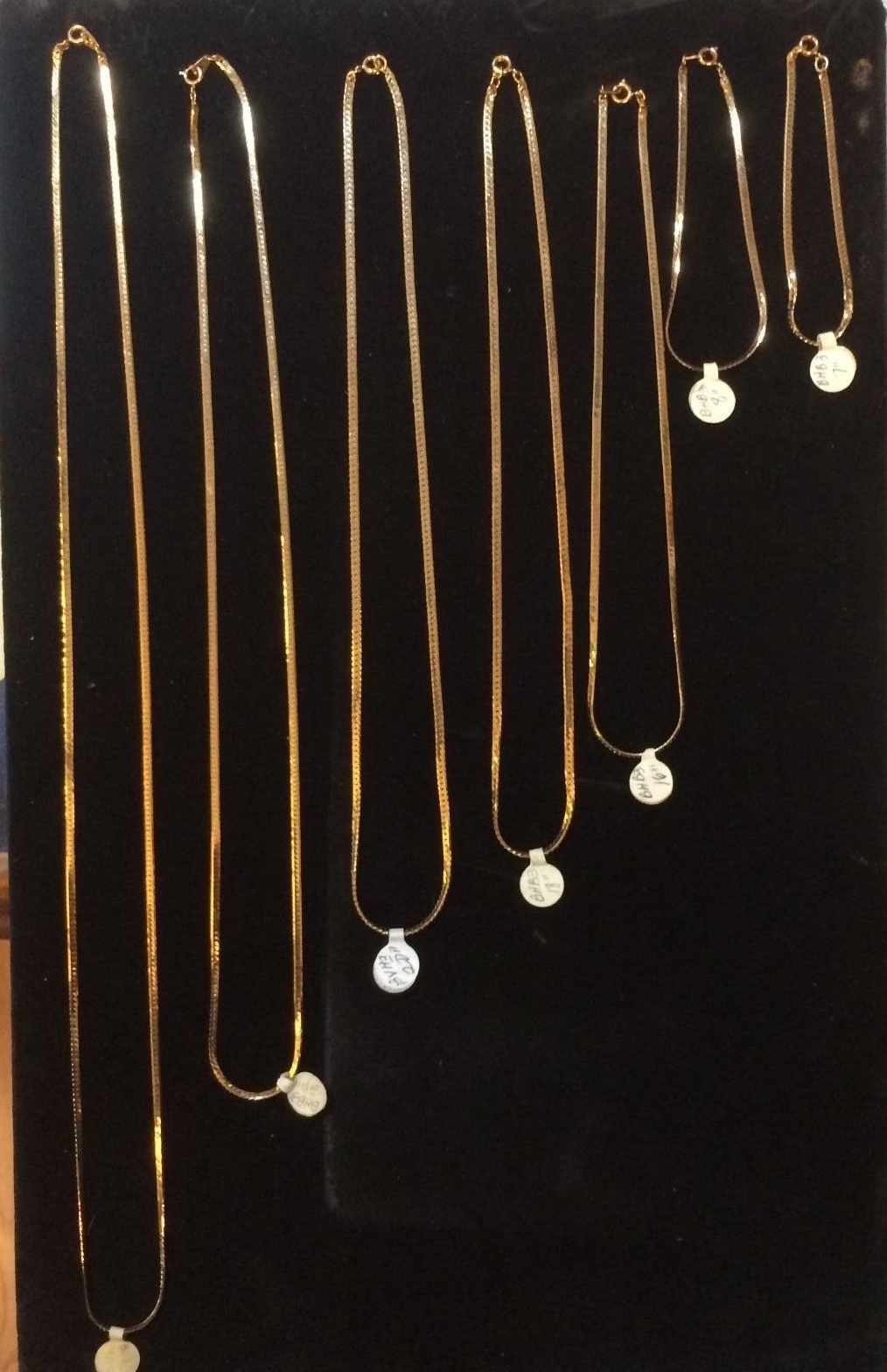 BVH2 (Beveled Herringbone) Chain, Gold Plated HGE Sizes 7,8,16,18,20,24,30 inch