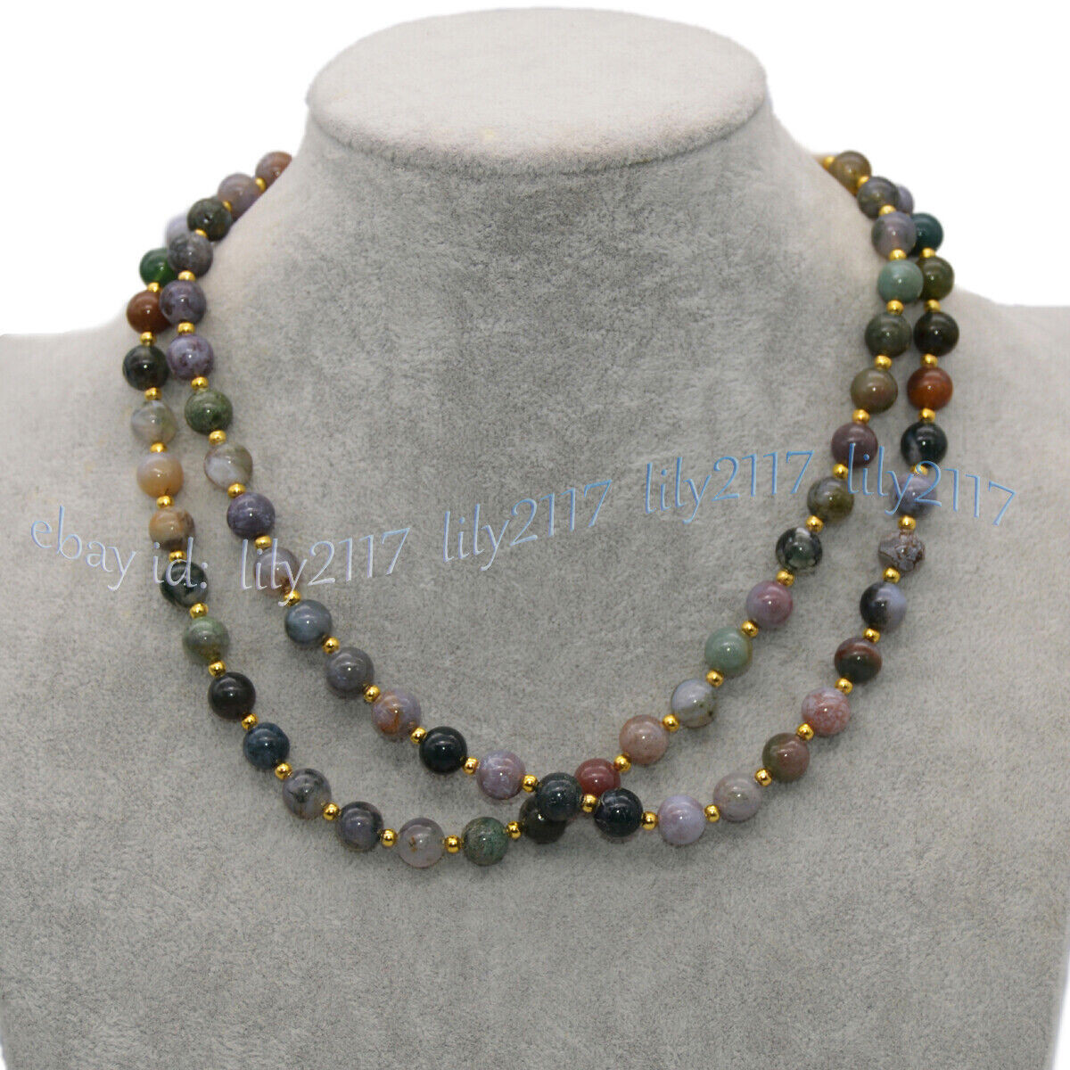 Multicolor India Agate Onyx Gemstone Round Beads Necklace 14-48 inches 6-14mm