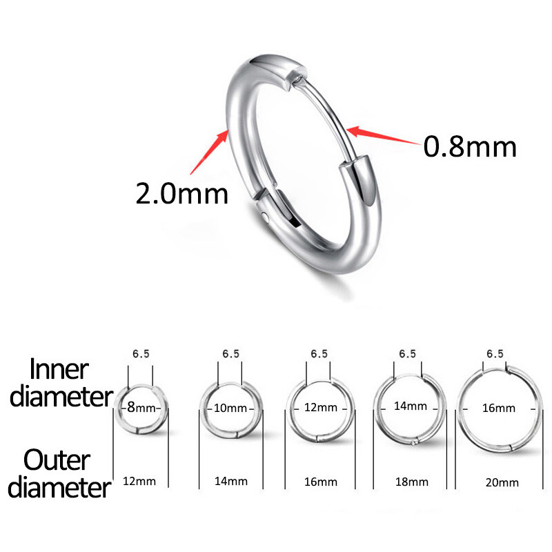 Men’s Stainless Steel Small Hoop Earrings Ear Cartilage Lip Piercing Nose Hoop