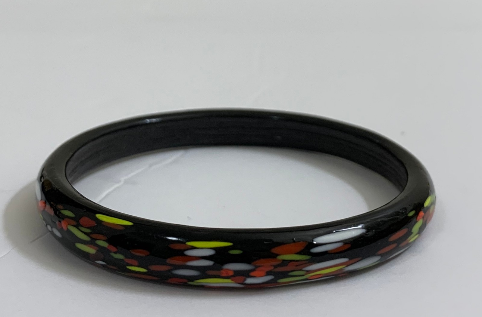 Hand Blown Glass Bangle Bracelet Black Red White Yellow Artist Design