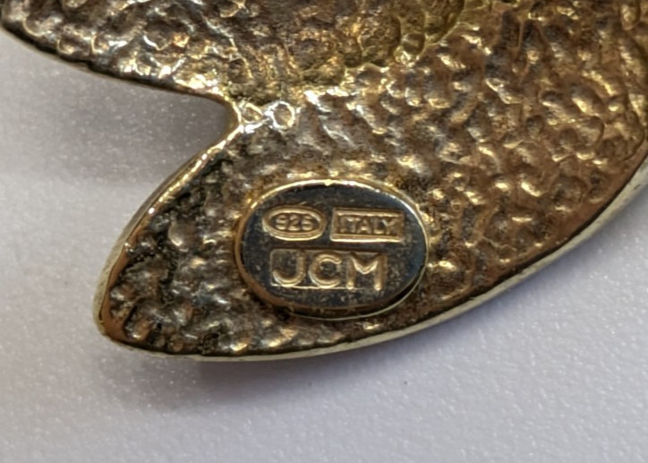 JCM Jacmel Italy Huge Sterling Silver 925 Gold Vermeil Leaf Ring Sz 10 Statement