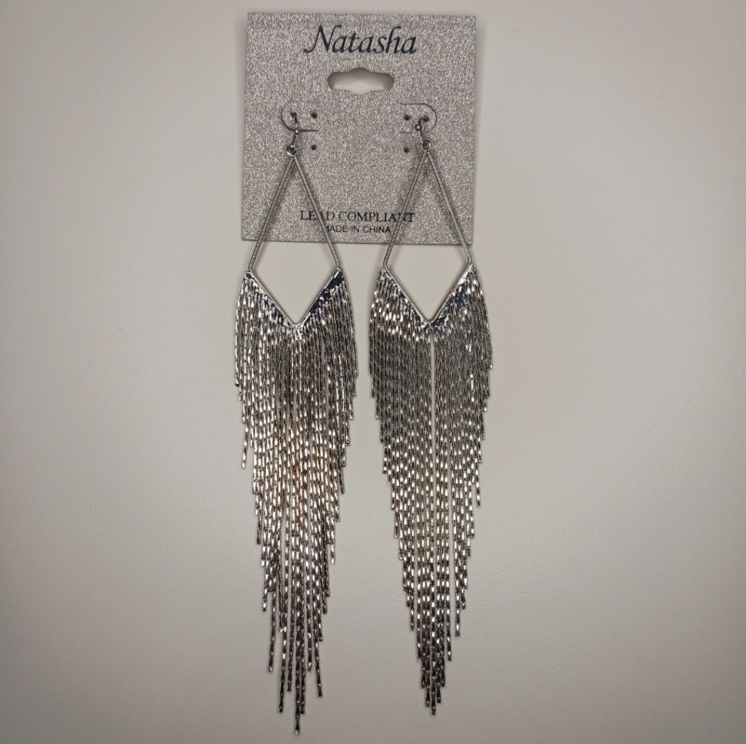 Natasha | Chandelier Drop Earrings | Silver Tone Metal | Lead Compliant