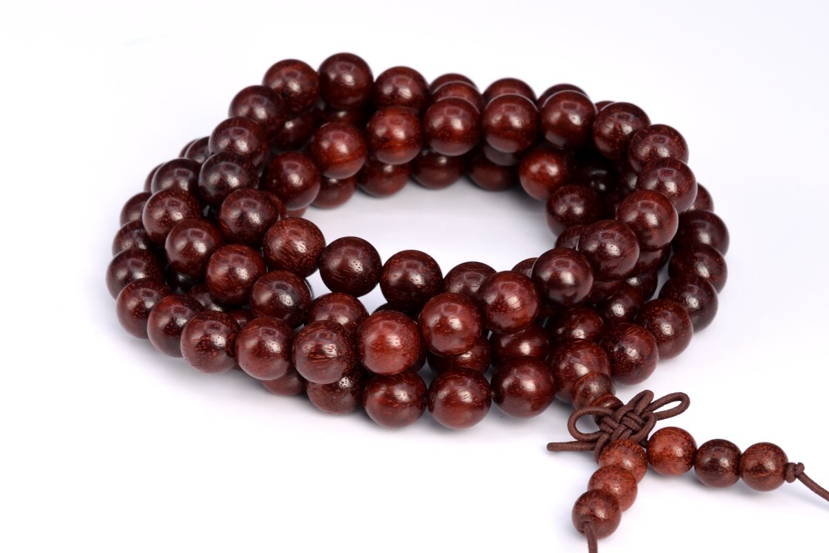 6MM 108 Pcs African Red Sandalwood Mala Beads Natural Wood Red Round Beads 27″