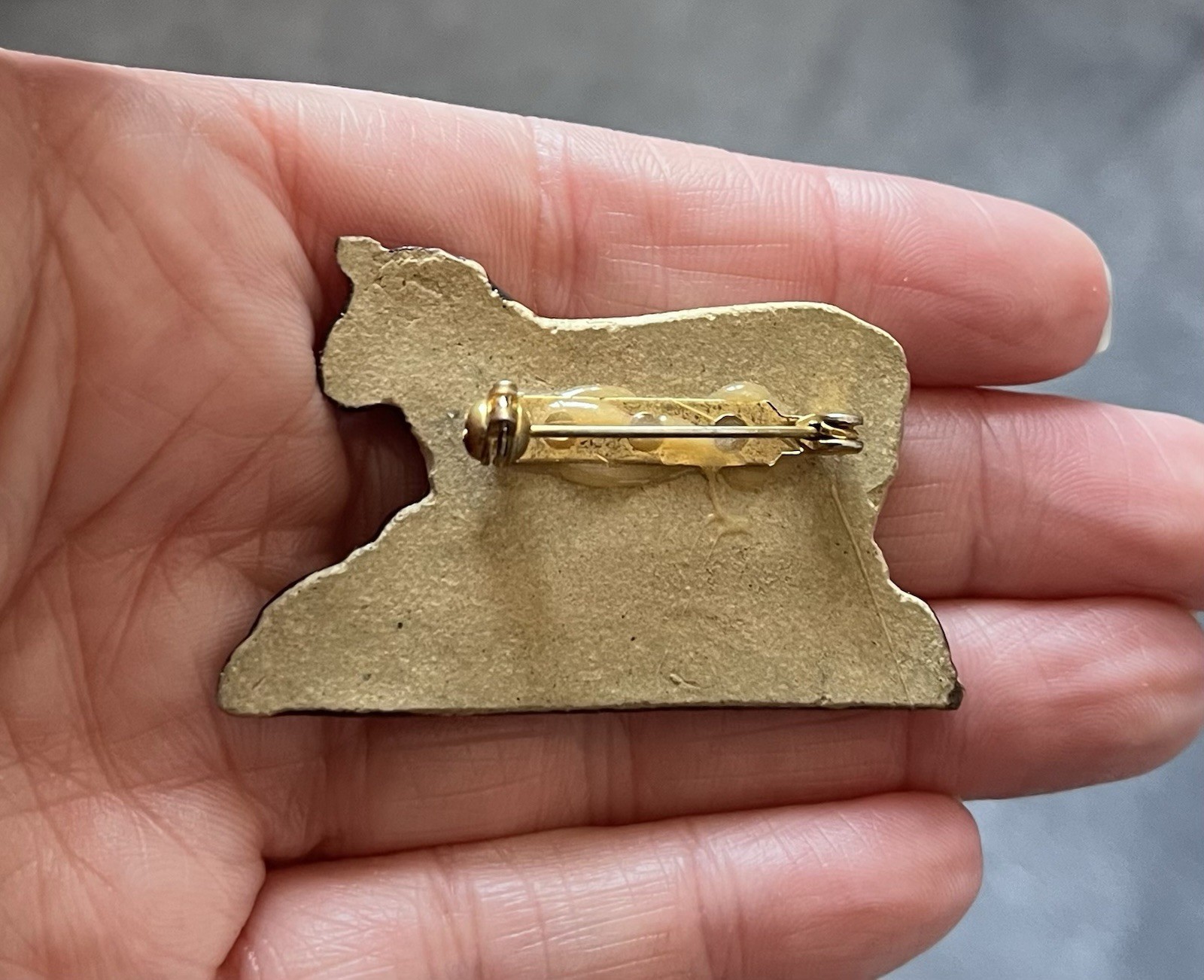 Ceramic Sheep Brooch, Hand Finished Vintage Style, Very Good Condition
