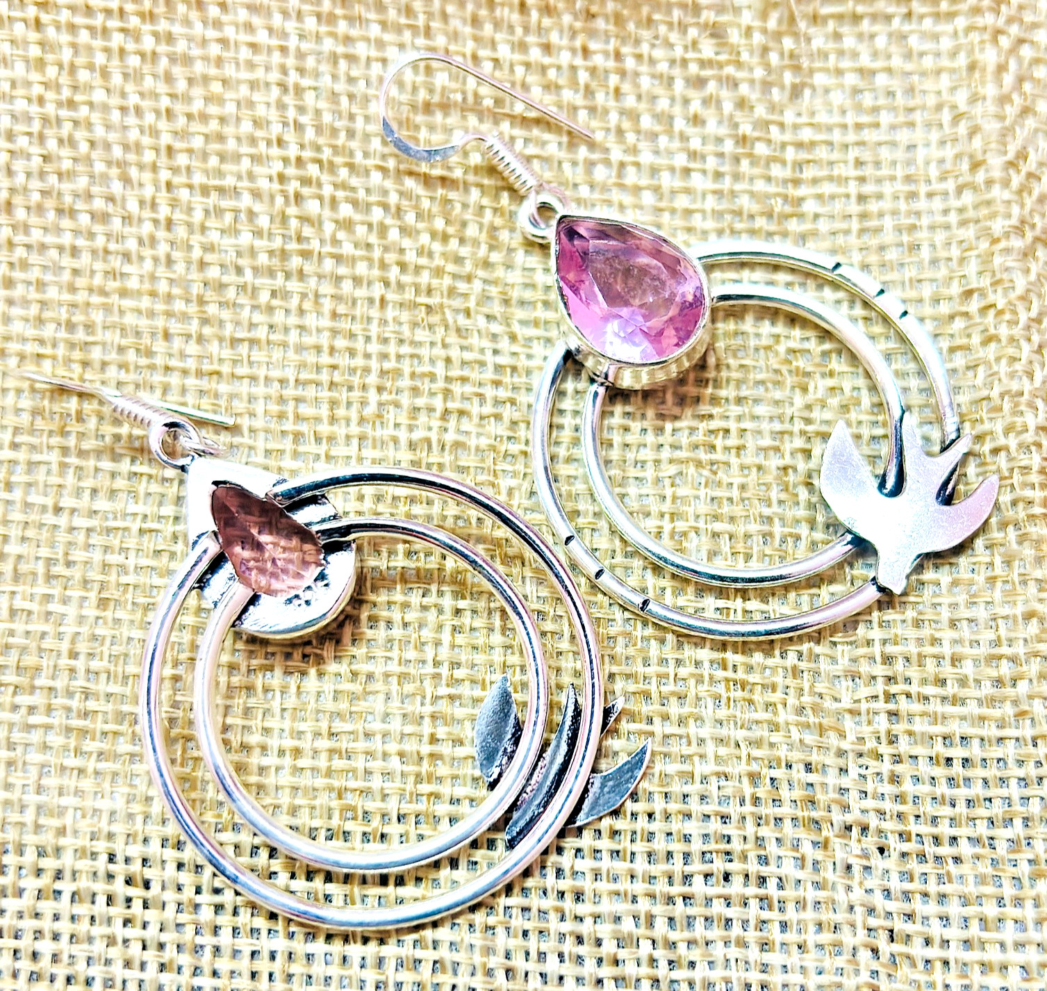 Pink Kunzite Gemstone 925 Sterling Silver Handmade Ethnic Jewelry Earrings 1.80″