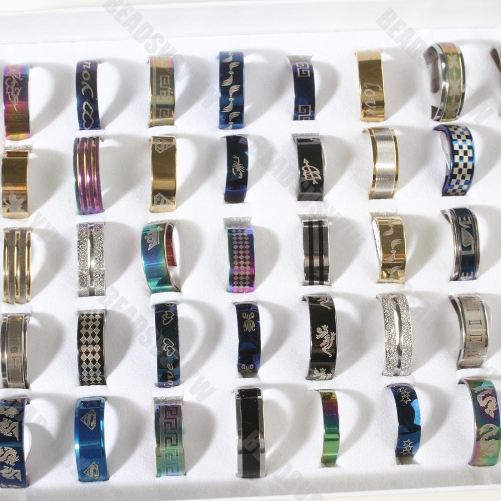 50 X Wholesale Bulk Lot Mixed Stainless Steel Rings Men’s Women’s Band Ring USA